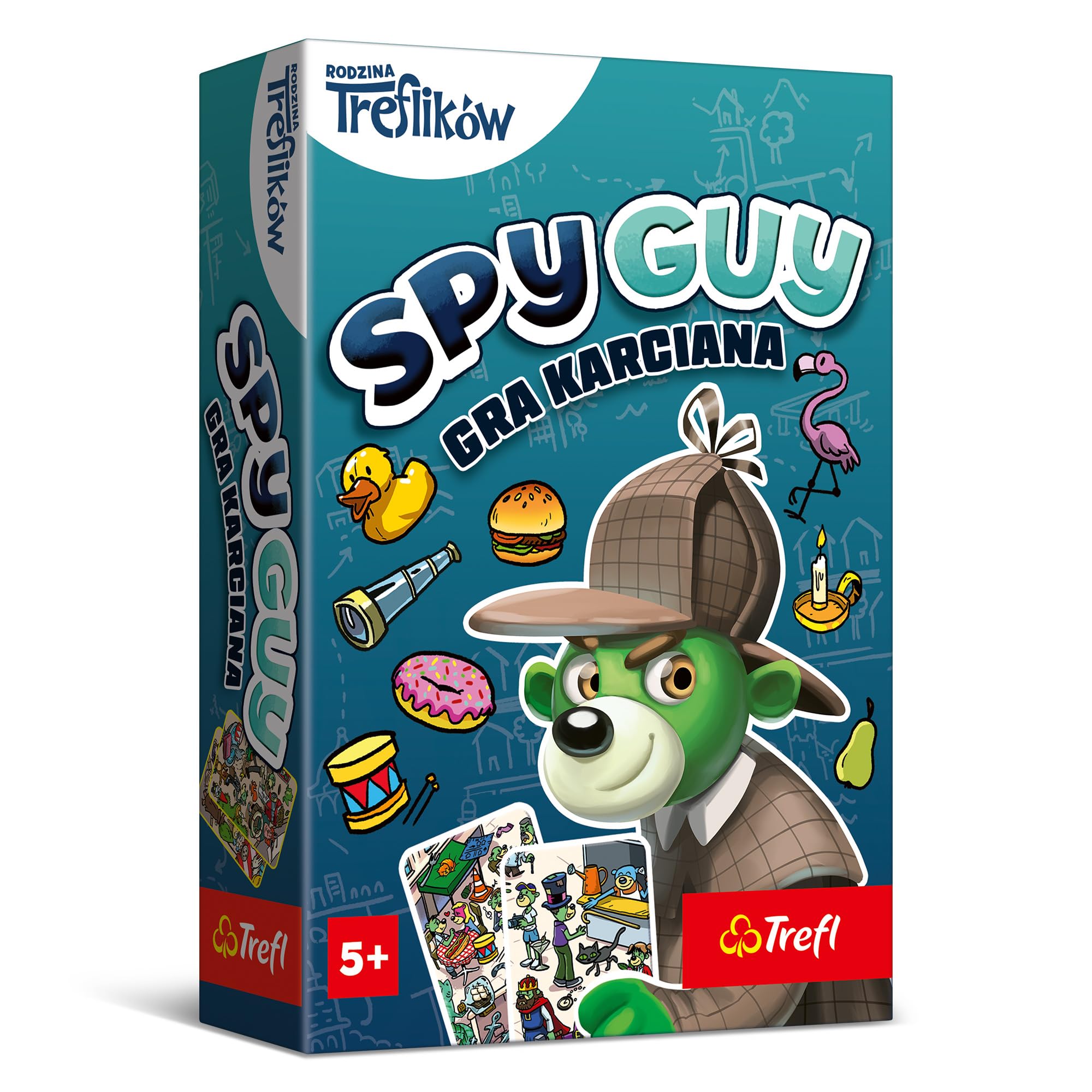 Trefl - Spy Guy Gra Karciana - Kooperacyjna Gra Obserwacyjna, Kieszonkowa Gra Rodzinna, Szukanie Poszlak, dla Dorosłych i Dzieci od 5 lat