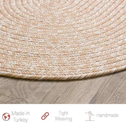 Miniatura 3 de Super Area Rugs Alfombra trenzada color beigemarrón tostado, alfombra trenzada de cocina estilo granja, alfombra de área lavable, alfombra rústica