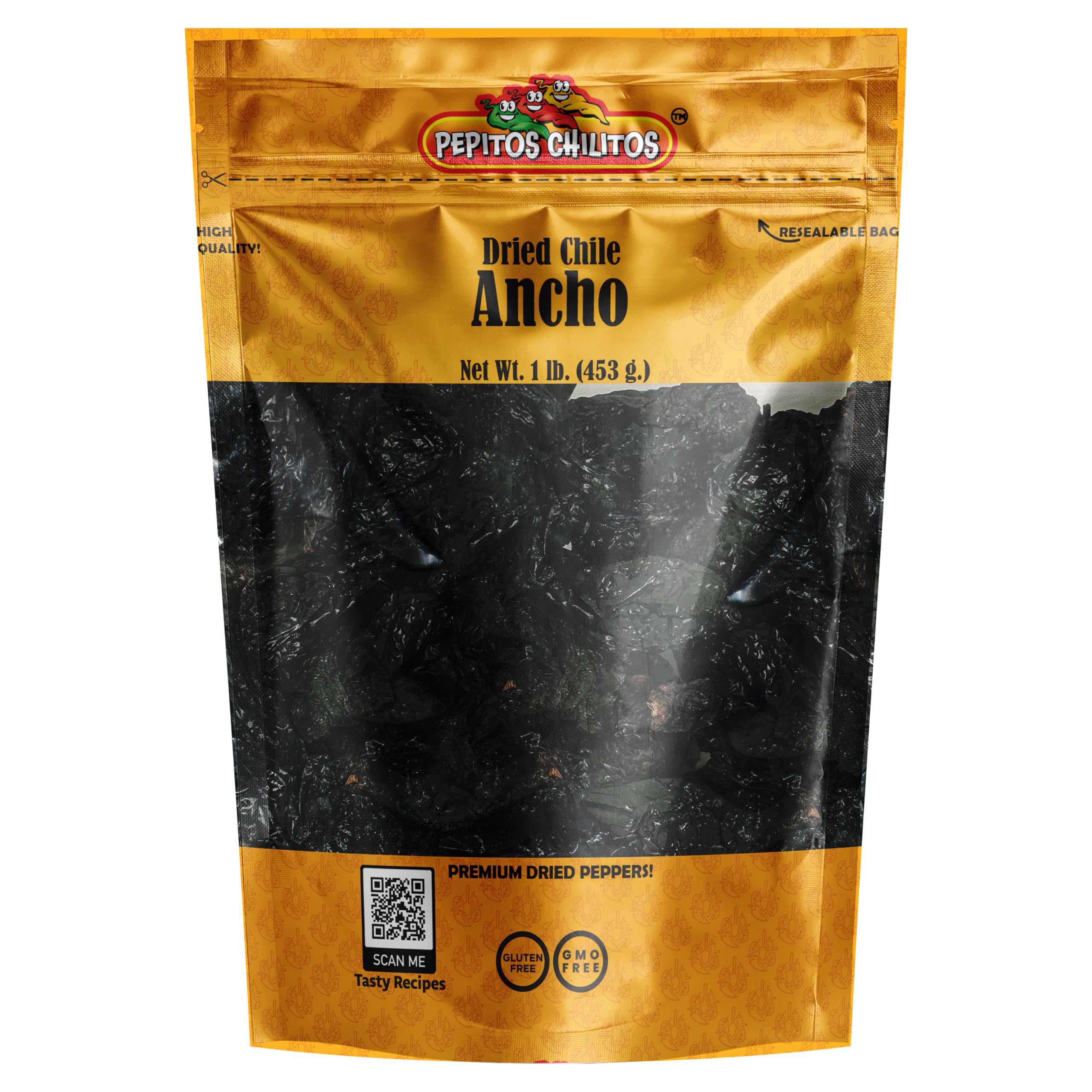 PEPITOS CHILITOS/Chile Ancho 16 oz. Resealable Bag - Natural and Premium - Great For Mexican Recipes Like Salsa, Tamales, and Stews.