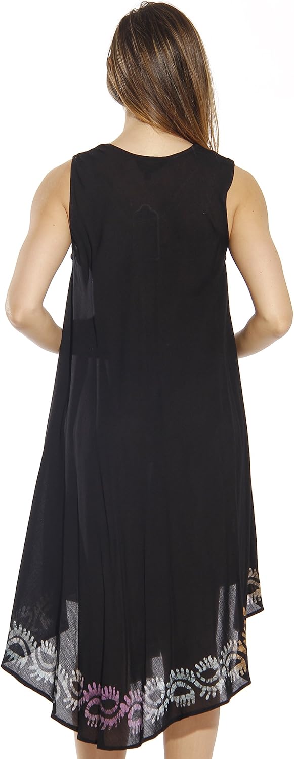 Riviera Sun Black Cover Up Dress with Colorful Batik Patterns for Women - Image 3