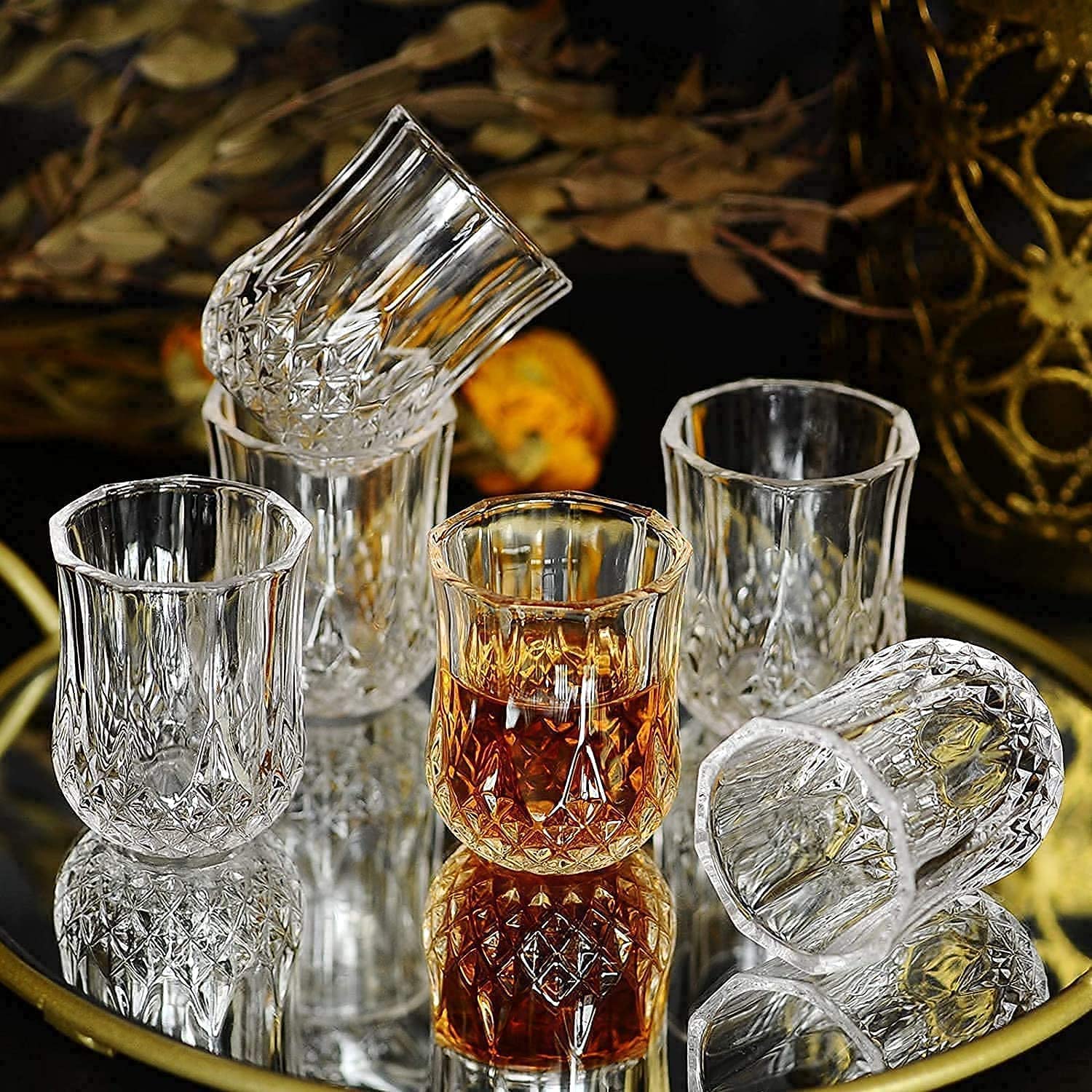 50ml Premium Crystal Cut Base Designed Shot Glass Pack of 12, Perfect Old Fashioned Glasses for Tequila, Cordial, Whiskey, Vodka