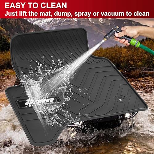 Miniatura 5 de IKON MOTORSPORTS, Alfombrillas de suelo compatibles con GMC Sierra Chevrolet Silverado 1500 2500 3500 Tahoe Yukon 2014-2018, goma de látex