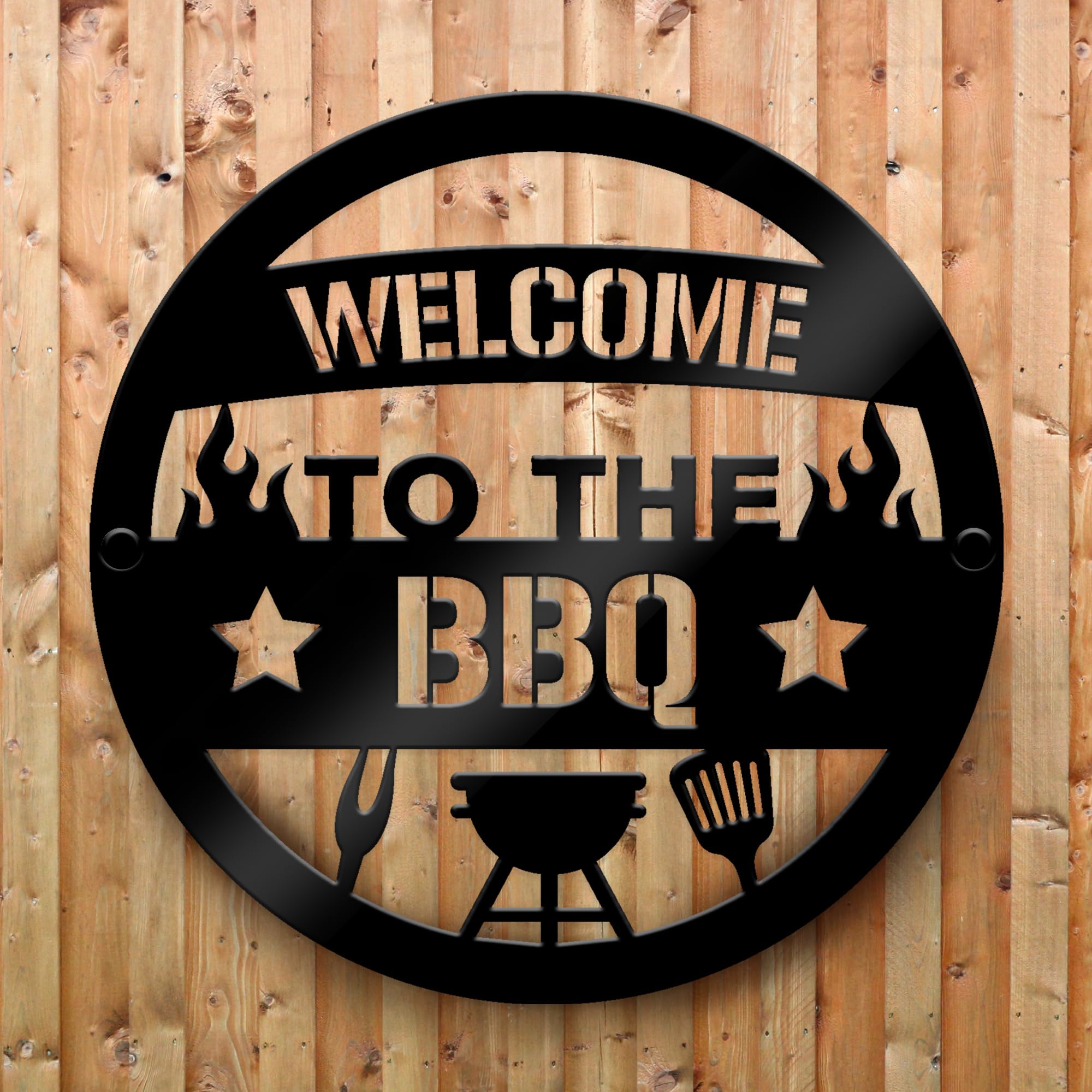 BBQ Welcome Sign Barbecue Welcome Plaque 23x23 / 35x35cm Wall Fence Mounted Garden Signs For Gardener Outdoor Weatherproof Decor Plaques (Large - Image 2