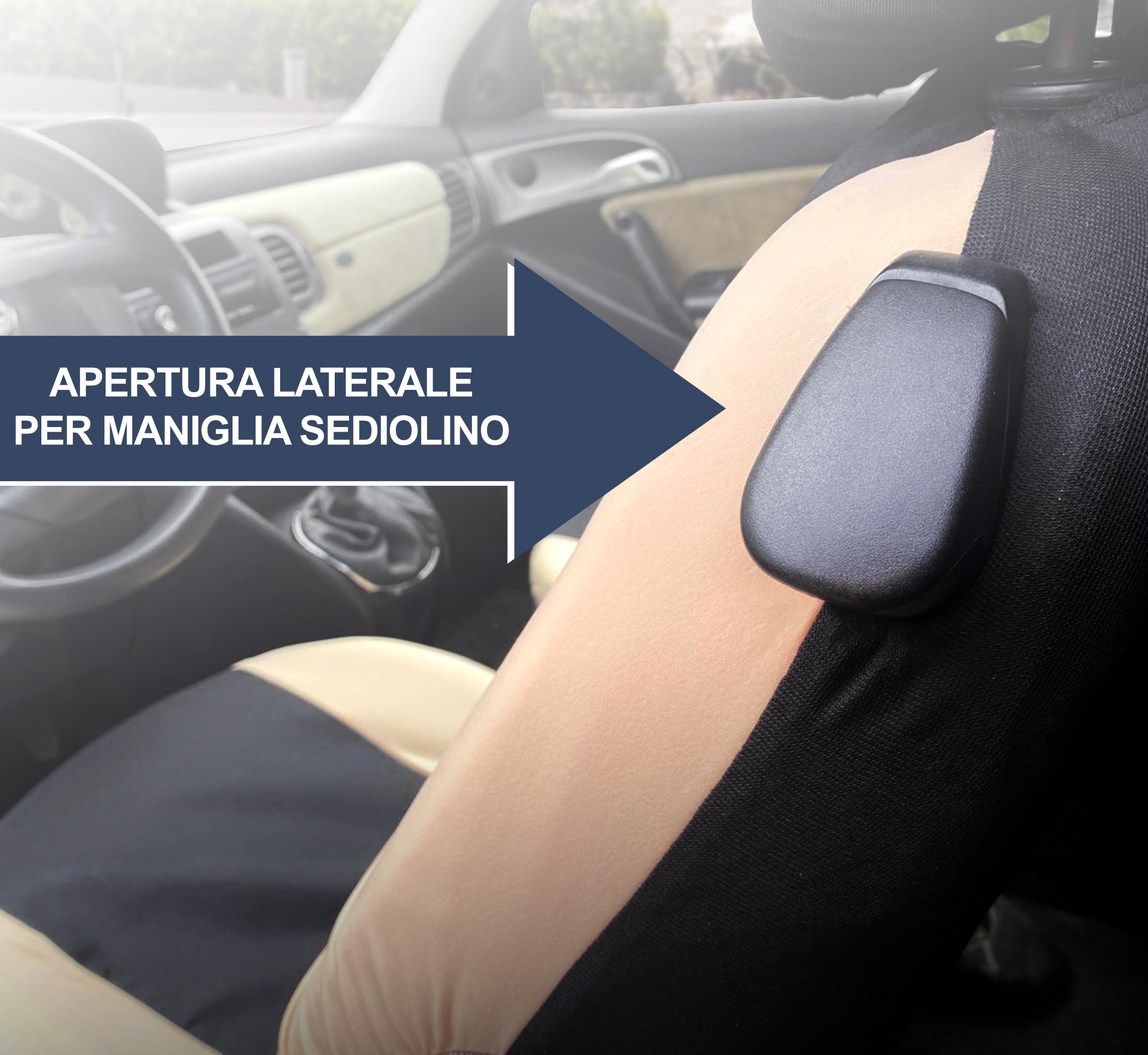 Auto Accessori Lupex Housses de siège Auto compatibles avec Cinquecento 500, Made in Italy, Tissu Polyester (Noir - Blanc modèle 2)