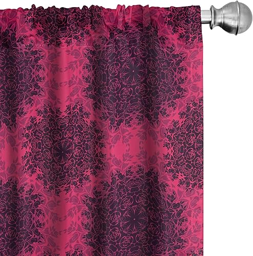 Miniatura 13 de Ambesonne Cortinas retro para ventana, diseño hipster alegre, cámaras de fotos analógicas antiguas, equipo de película estilo garabato, decoración