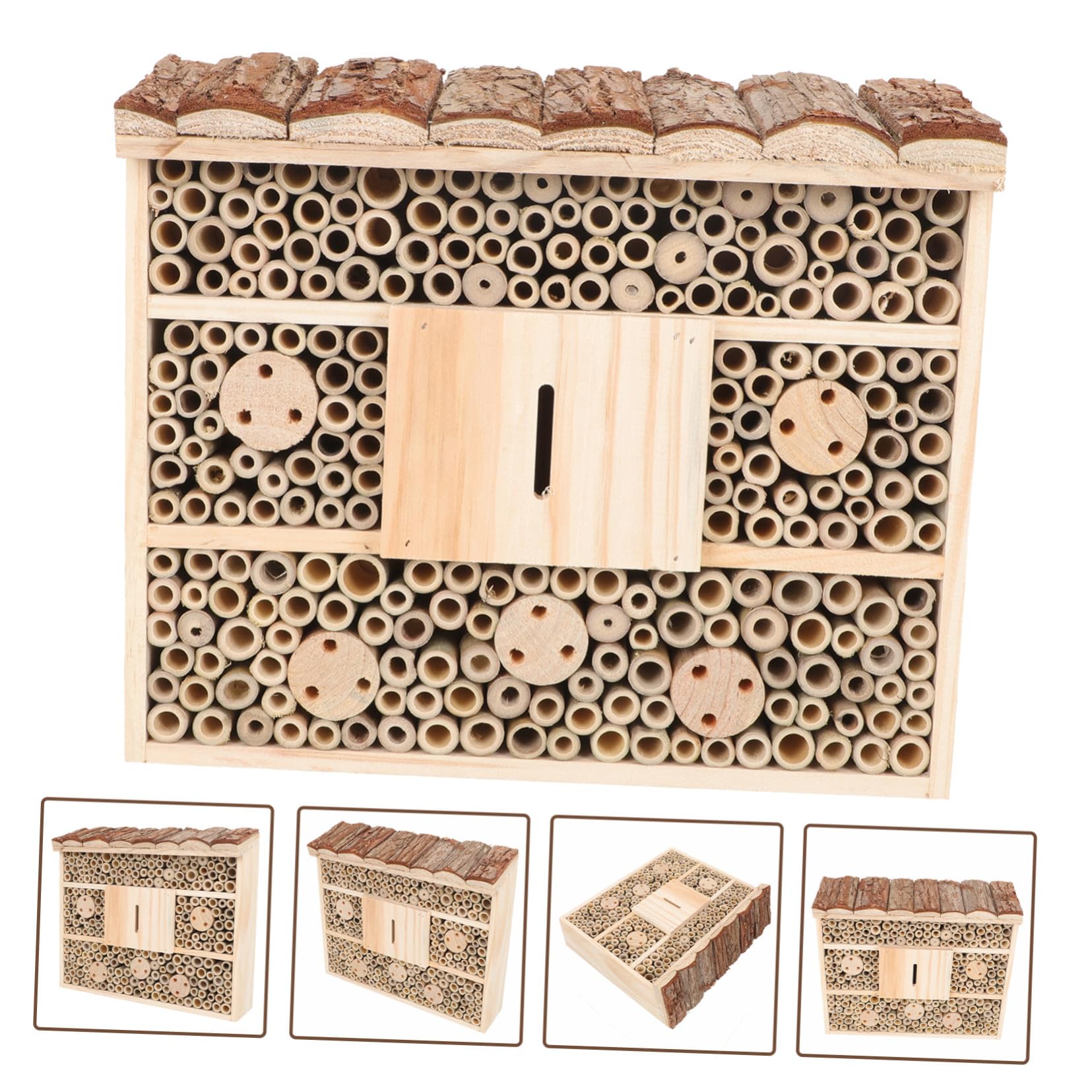 Gatuida Casetta per Insetti Mantiene L'ecologia del Giardino Beige in Legno Stile Baita Attrattore di Insetti Utili Rifugio e Api Solitarie per Giardino