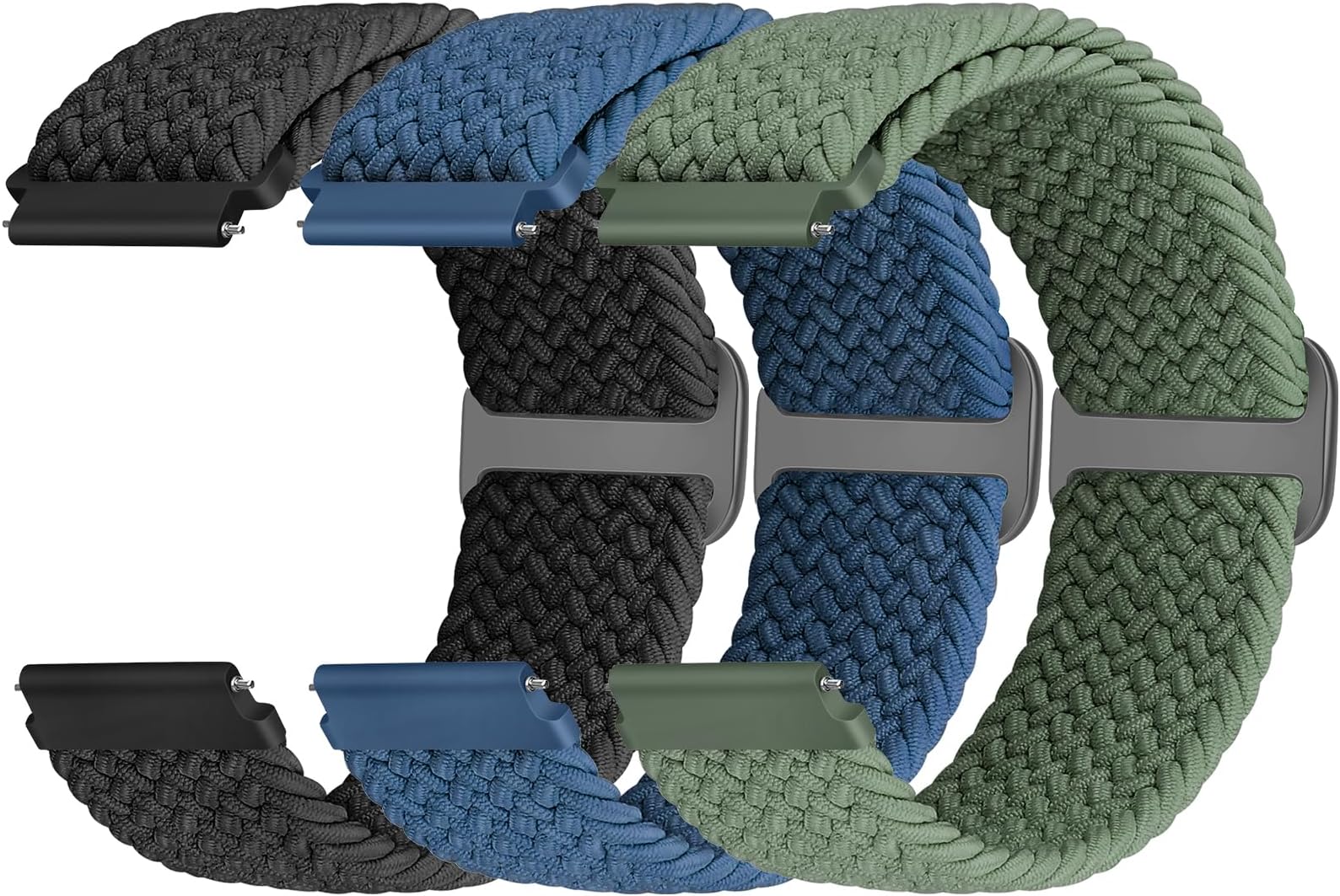 – Braided Solo Loop Elastic Strap 18mm 19mm 20mm 22mm 24mm Quick Release Watch Band Nylon Watch Bands Stretchy Replacement Strap for Women Men, 3 PCS