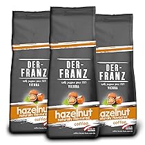 Der-Franz caffè, Aromatizzato alla Nocciola, Caffè Miscela di Arabica e Robusta chicchi interi, 3 x 500 g