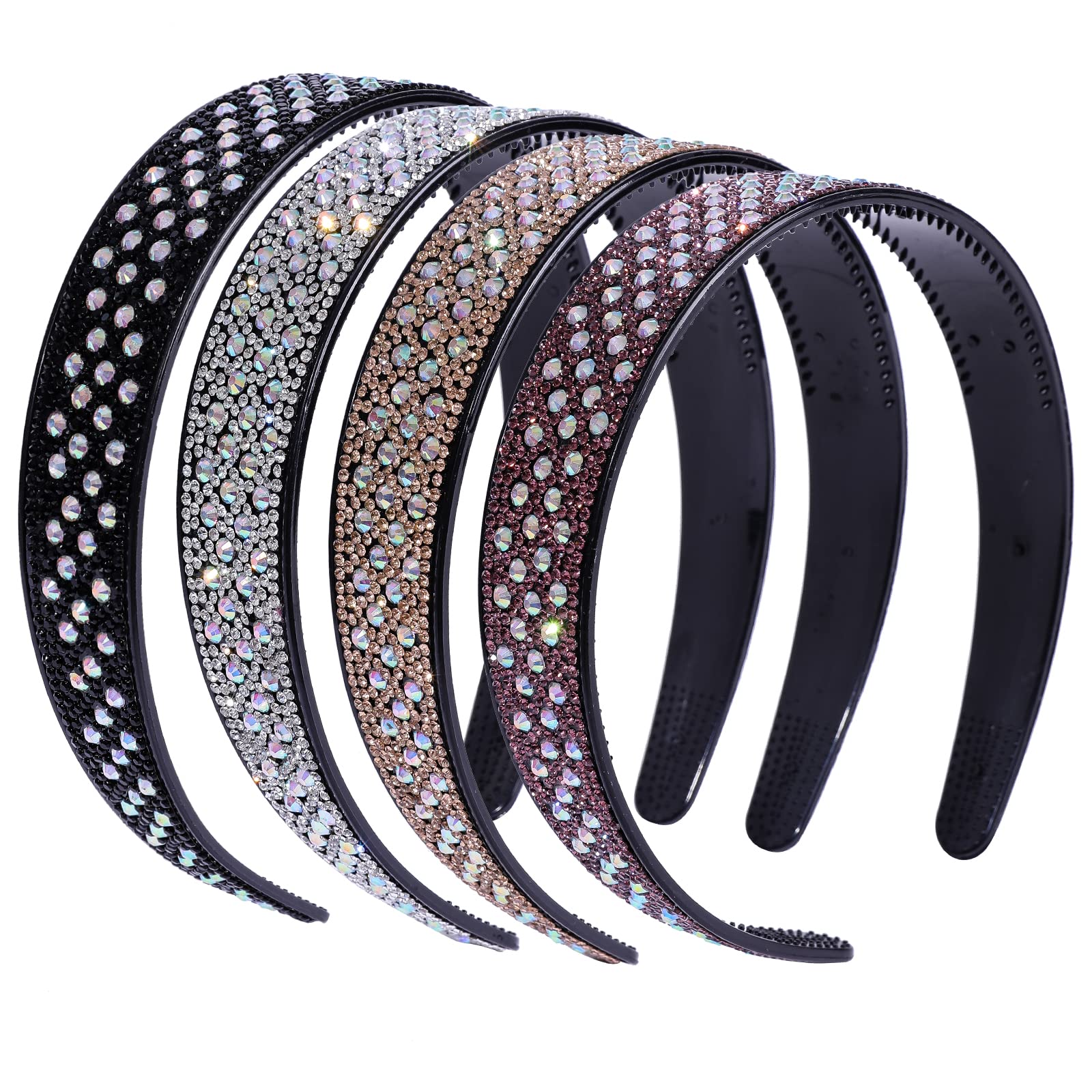 Cutewing Rhinestone Headbands for Women Crystal Sparkly Headband Fashion Teeth Comb Hairbands Non Slip Hair Hoop Bling Hair Accessories for Girls