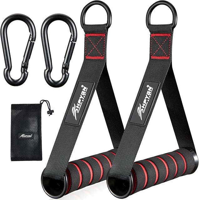 Handles for Fitness Bands, for Resistance Bands, Grey/Red Strength Training and Cardio Training Fitness Equipment, 2 Pieces One Handle, Resistance Bands Accessories Replacement Training on Pulley Cable Pull Power Tower