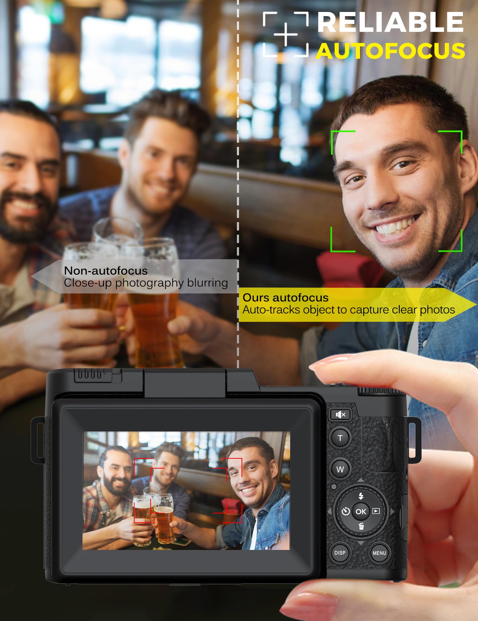 Fotocamera digitale 5K con WiFi 64MP Autofocus Full HD Vlogging Camera per YouTube Point and Shoot Camera con Flip Screen Fotografia Fotografia Fotocamere per Principianti con Luce Selfie, Mini