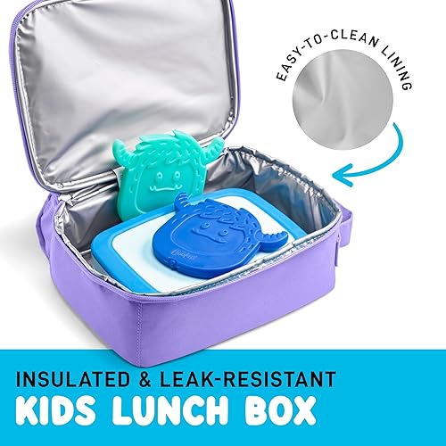 Miniatura 5 de Fit & Fresh Lonchera con dije para niños, lonchera con aislamiento térmico para niños y niñas con ranuras para zapatos, para personalización,