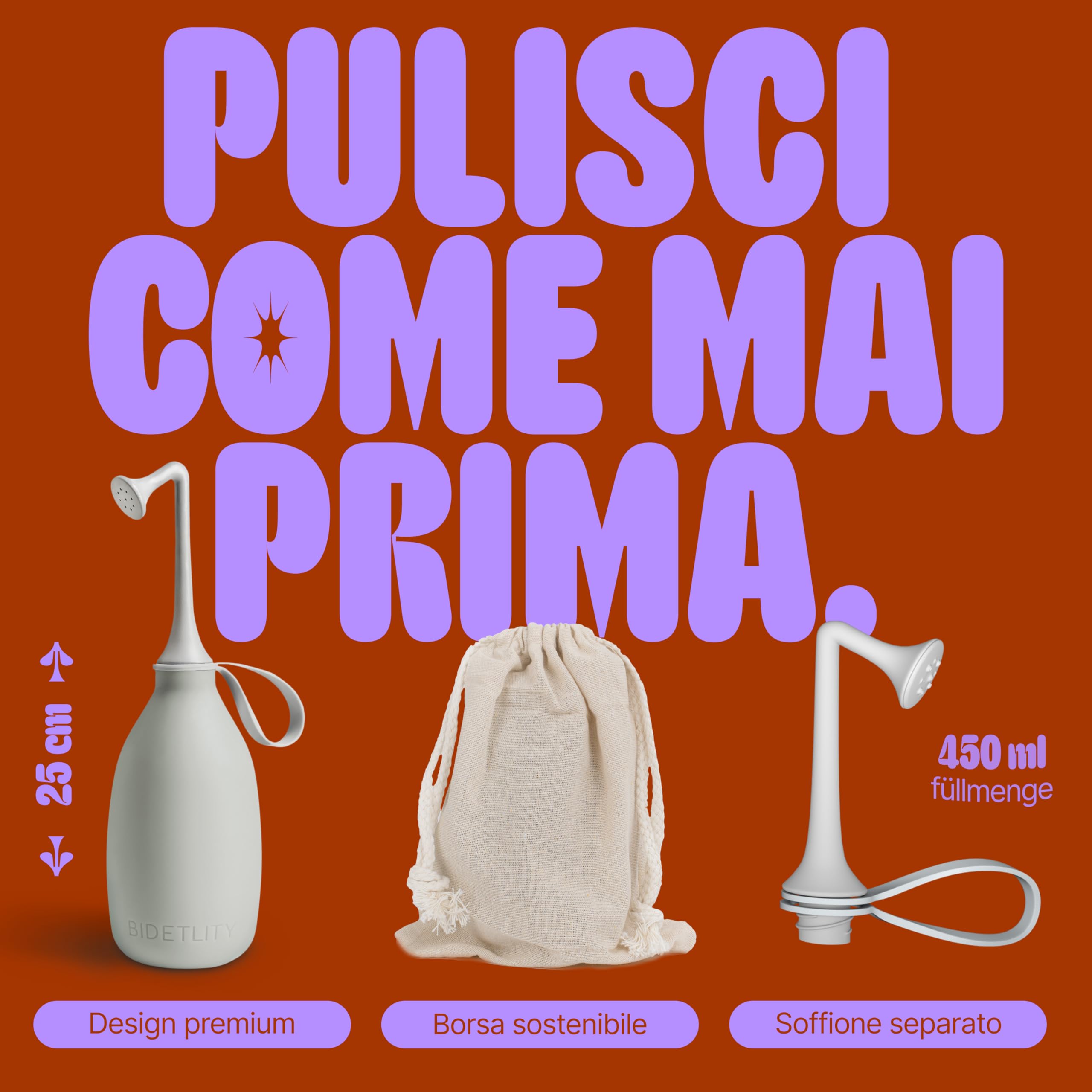 Doccia Intima 3.0 – Bidet da Viaggio Mobile, Doccia Intima Sostenibile, Nuovo Soffione, Risparmia Carta Igienica, Borsa Inclusa, Senza BPA