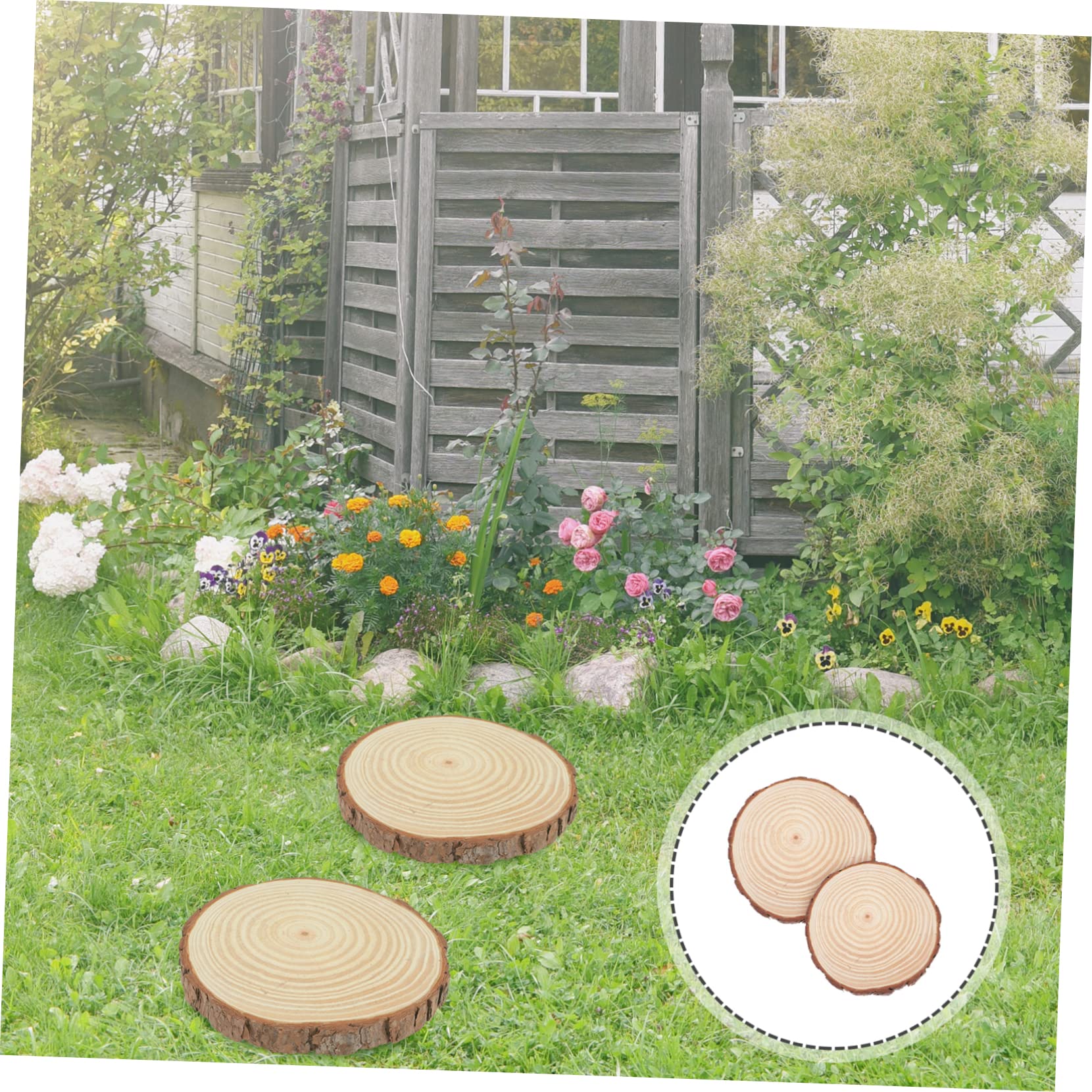 2piezas Piedras De Jardín De Madera Para Decoración Exterior Adoquines De Madera Para y Jardines Diseño Artesanal Elegante y Delicado Para Decorar Patios y Céspedes