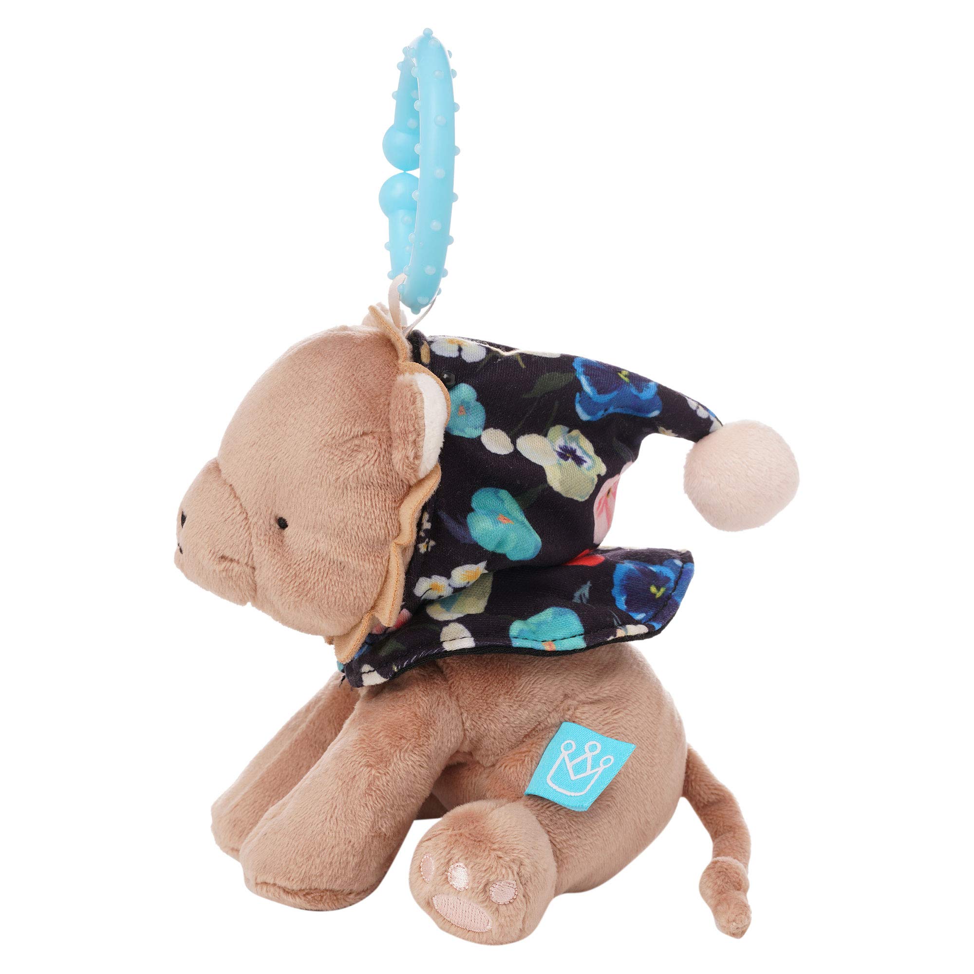 Manhattan Toy Fairytale Lion Plüsch Baby-Reisespielzeug mit Glockenspiel, Crinkle Ears und Beißring zum Aufstecken