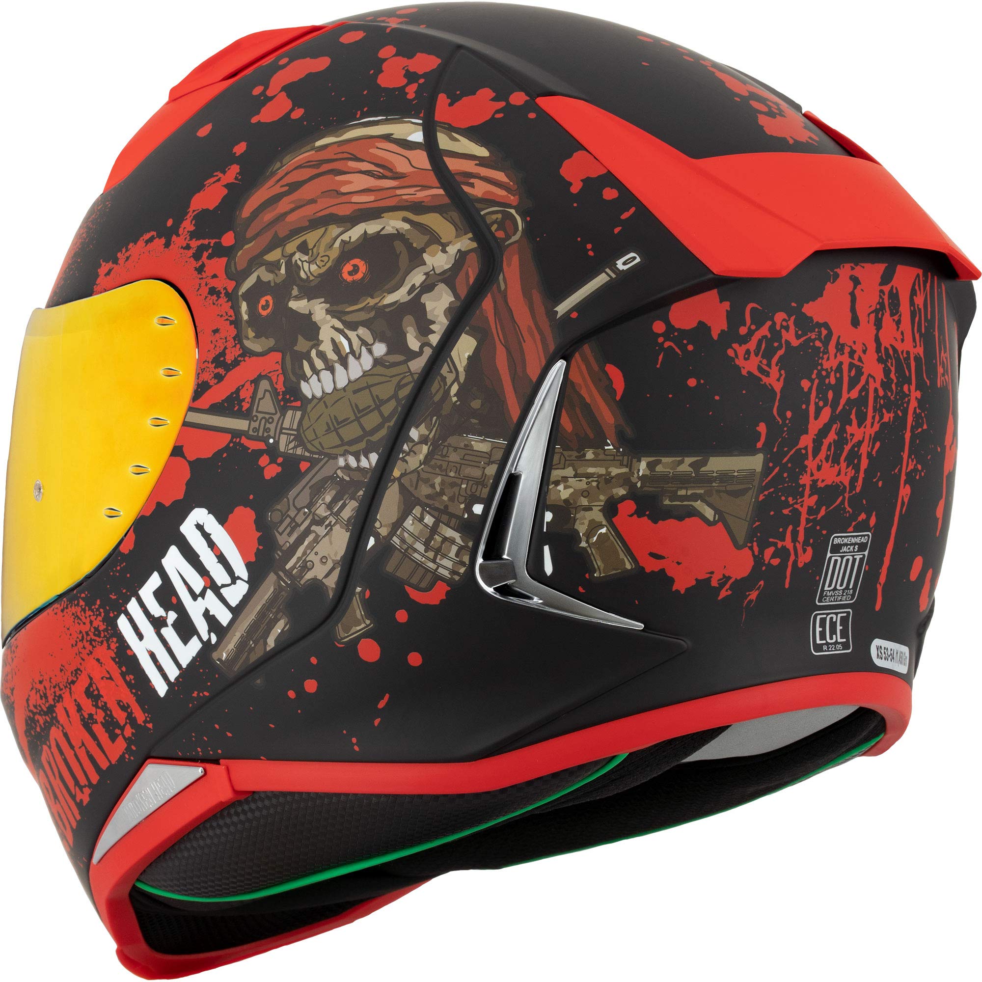 Broken Head Integralhelm Jack S. V2 Pro Mit Spoiler | Inkl. 2 Visiere (Klar + Verspiegelt), Sportlicher, leichter Motorradhelm