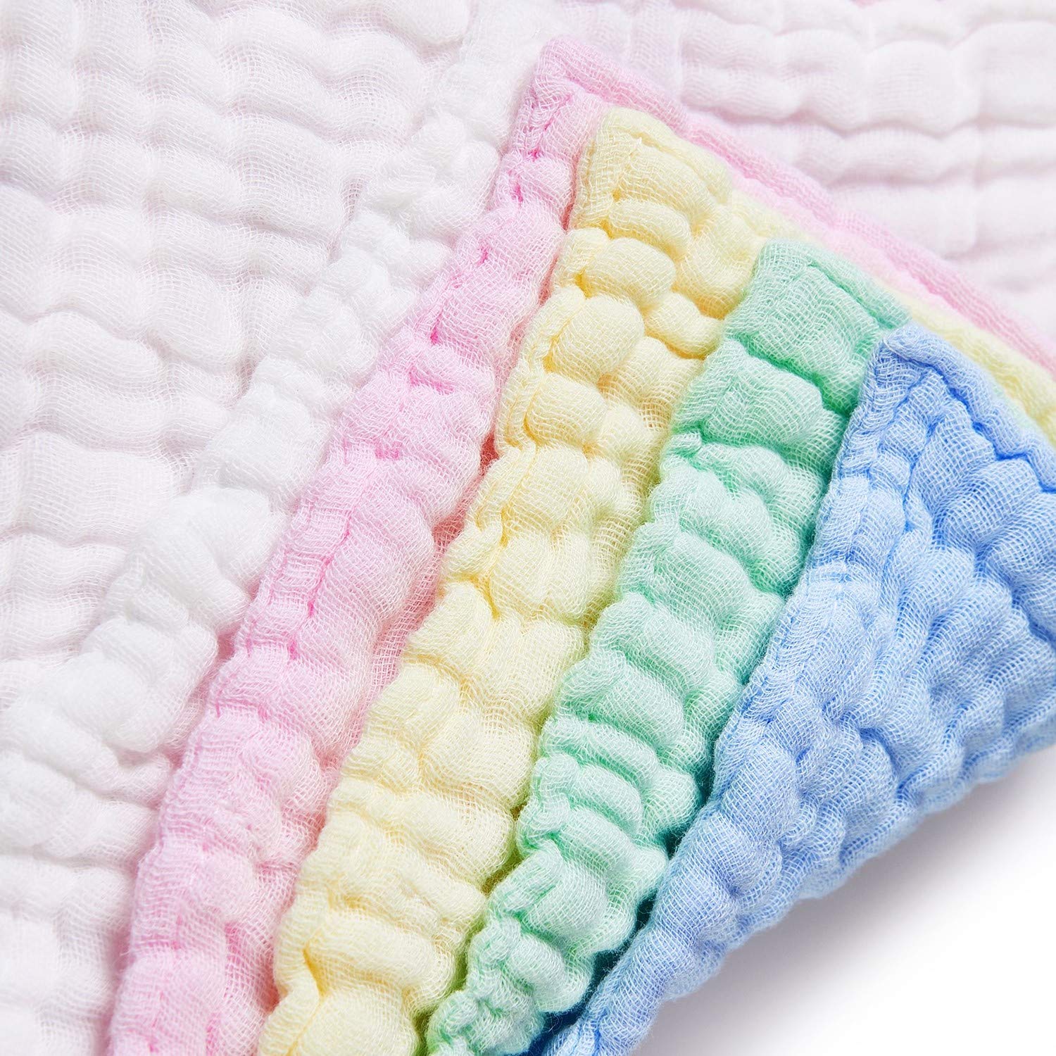 Umiin bambino panni lavare, Super morbido cotone naturale mussola, bagno del bambino Serviette, Regali per neonati perfetti, 30 x 30 cm (Multicolore-10 pezzi)
