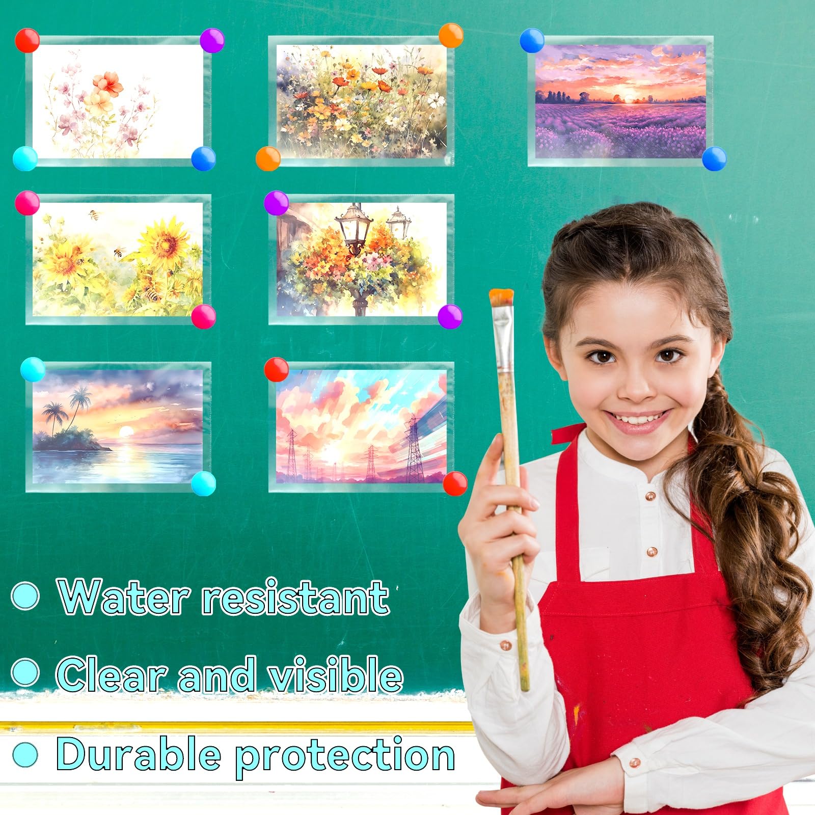 VOKOY Paquete de 100 protectores de hojas sin agujeros, 8.5 x 11 pulgadas, tamaño carta, protectores transparentes resistentes sin agujeros, protectores de papel transparente para obras de arte