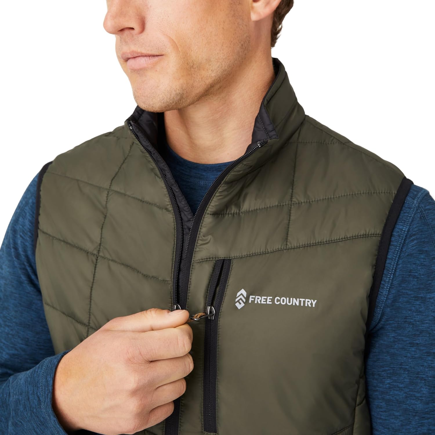 Free Country Mens Puffer Vest Lightweight Warm Jacket with Pockets Sleeveless Outdoor Packable Work Jacket for Men-Stimson