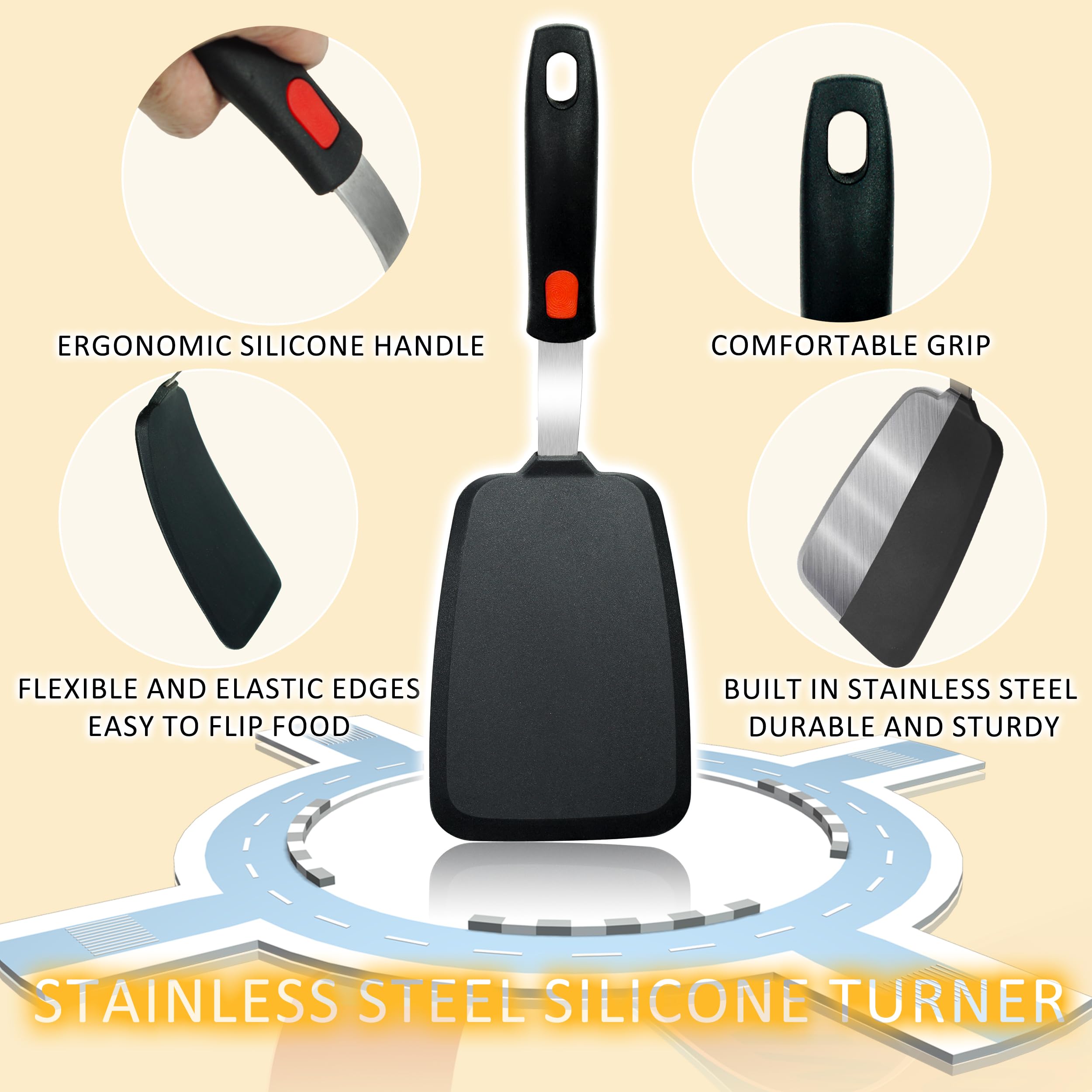 Juego de espátulas de silicona, 4 piezas, utensilios de cocina resistentes al calor de 315.6 °C adecuados para utensilios de cocina antiadherentes, espátulas de goma sin BPA, ideales para
