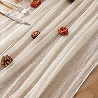 Vista 5 de Keketoarrange - Caminos de mesa rústicos de gasa color blanco marfil crema, 120 pulgadas y 10 pies, camino de mesa largo de tela de queso traslúcida