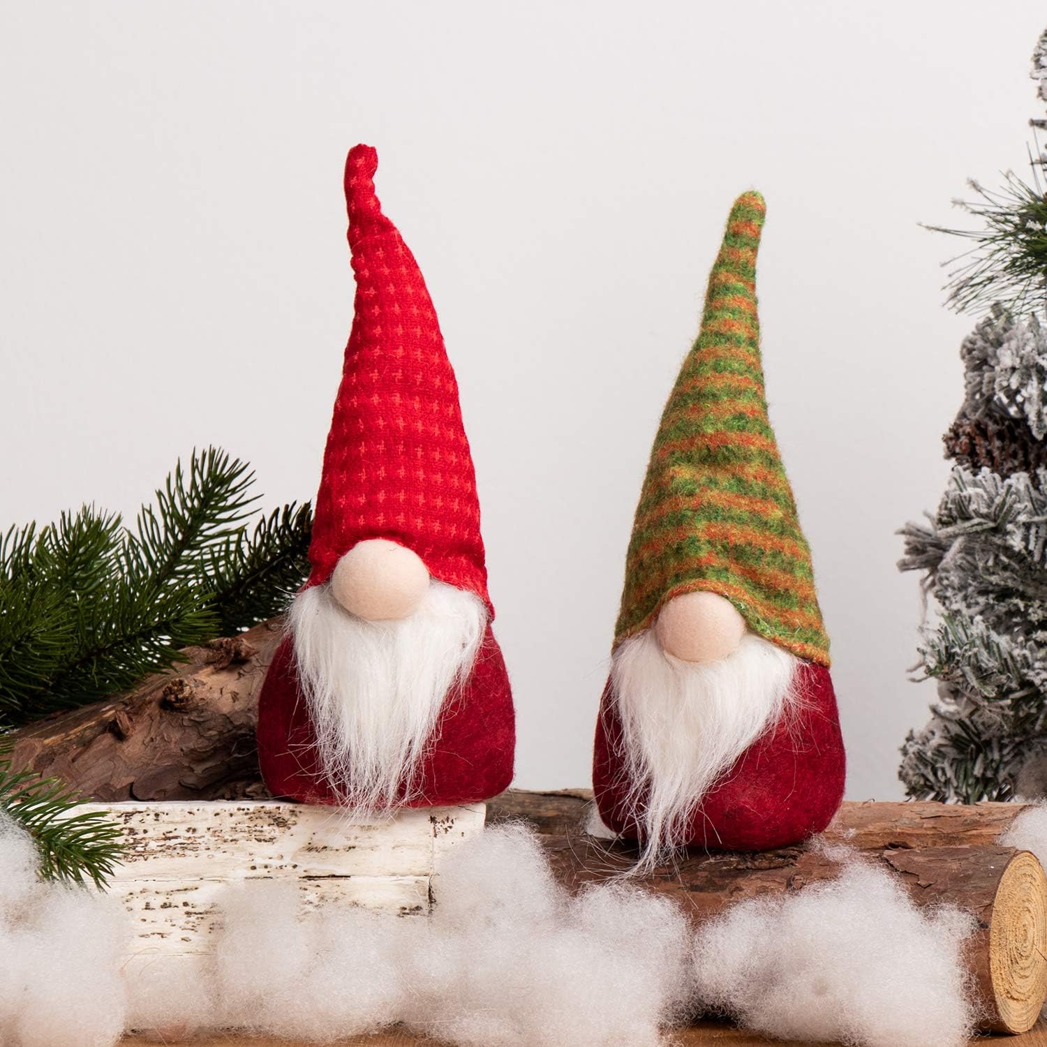 GMOEGEFT Swedish Christmas Gnome Plush, Scandinavian Santa Gnome Tomte Figurine, Holiday Birthday Gifts Home Decorations, 12 Inches - Set of 2(D)