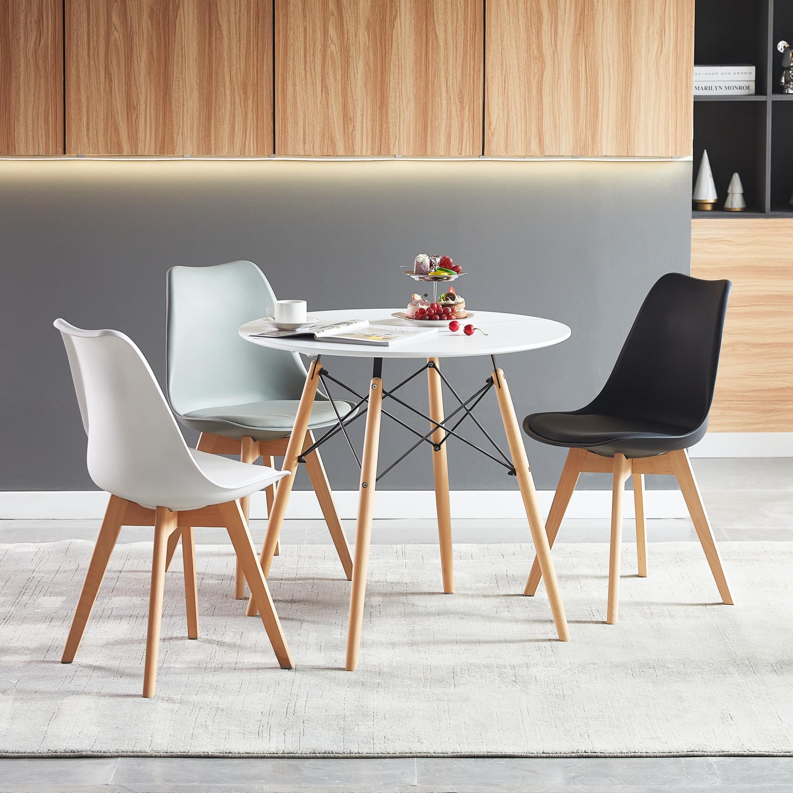 H.J WeDoo Petite Table de Salle à Manger de Cuisine, Petite Table de Cuisine pour Cuisine, Salle à Manger, Salon et Bureau, Blanc, 80x80x74 cm