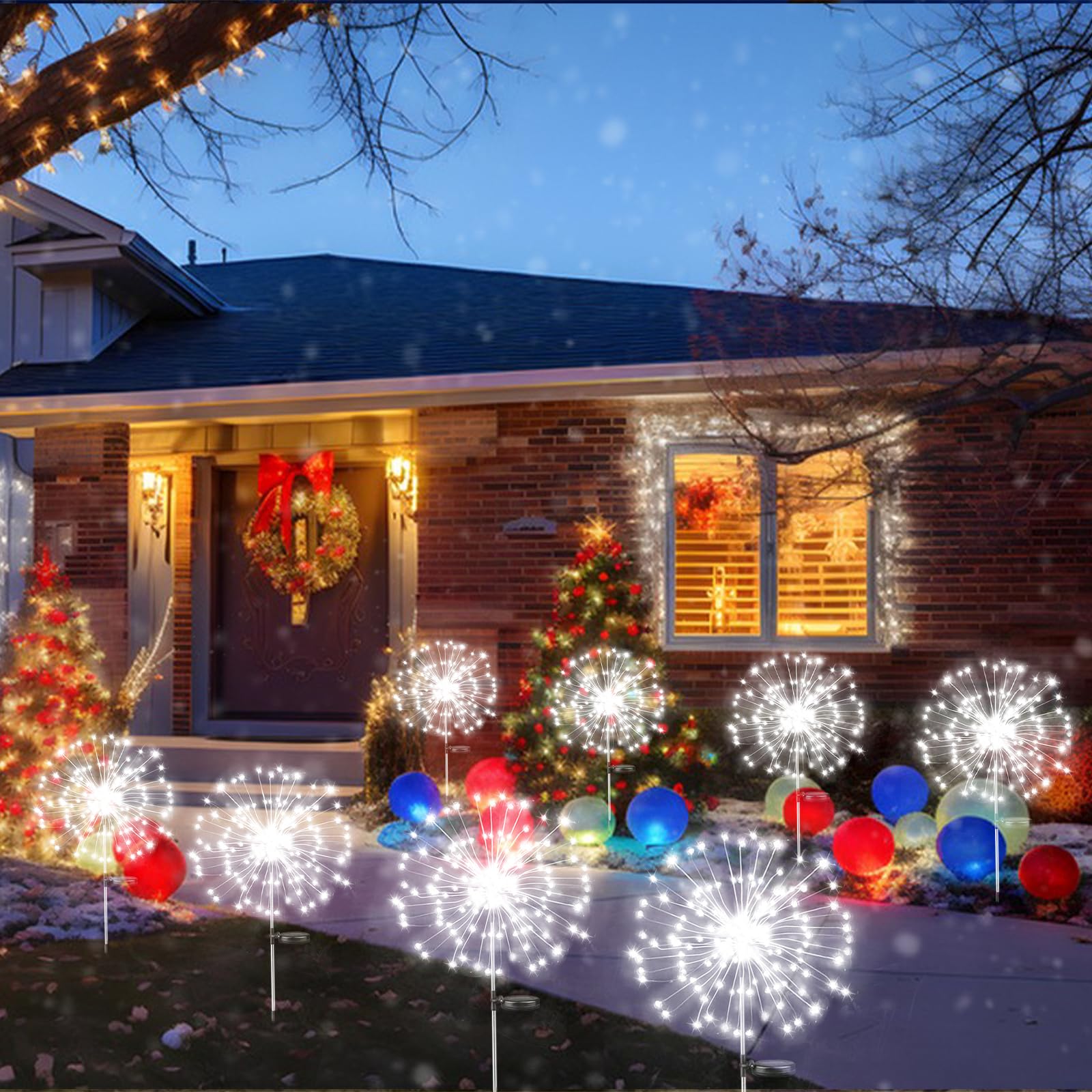 6Pack Christmas Solar Garden Lights, 540 LED Solar Firework Lights Upgraded