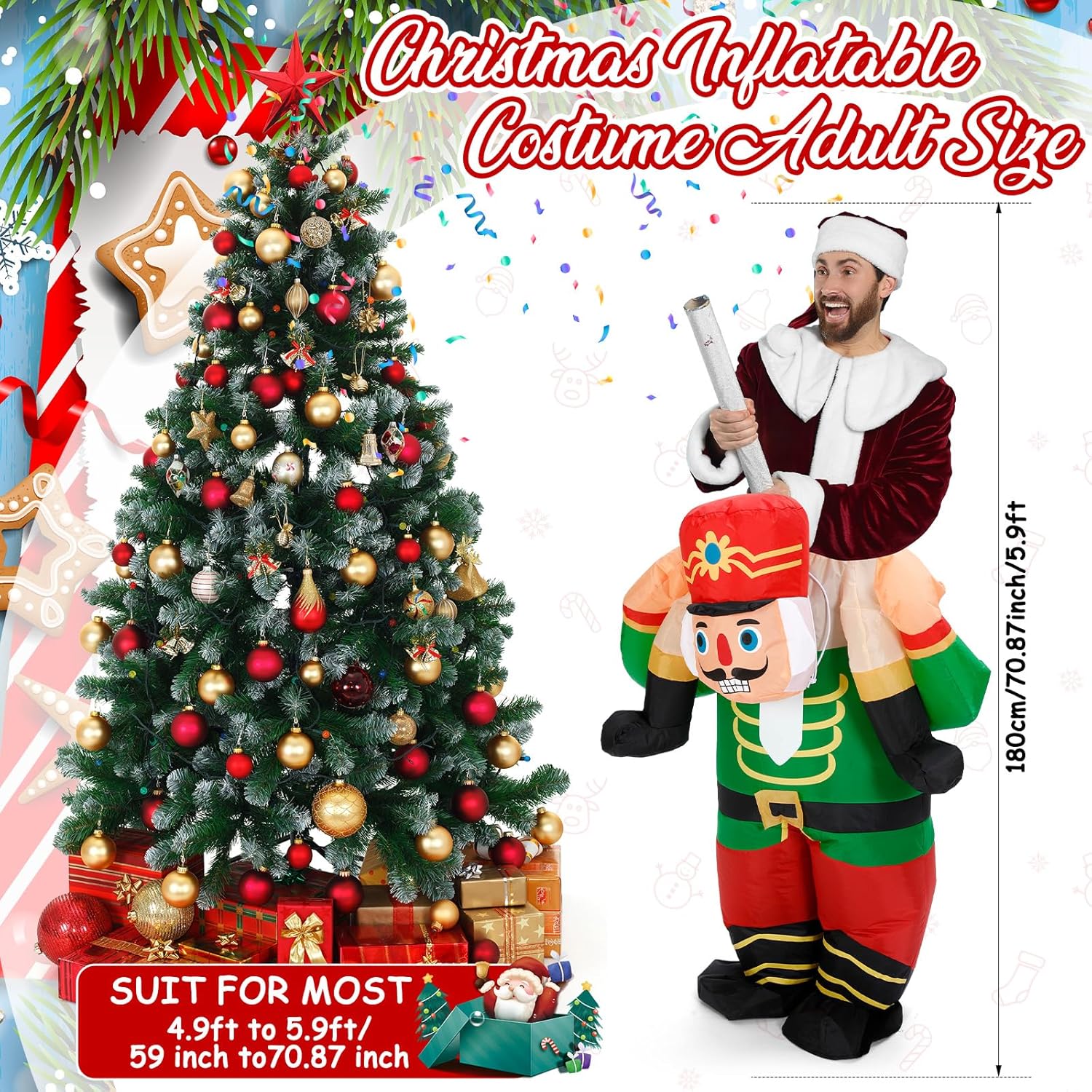 Inflatable Christmas Costume for Adult Xmas Ride on Inflatables Funny Blow up Character Costumes Men Women Cosplay - Image 2