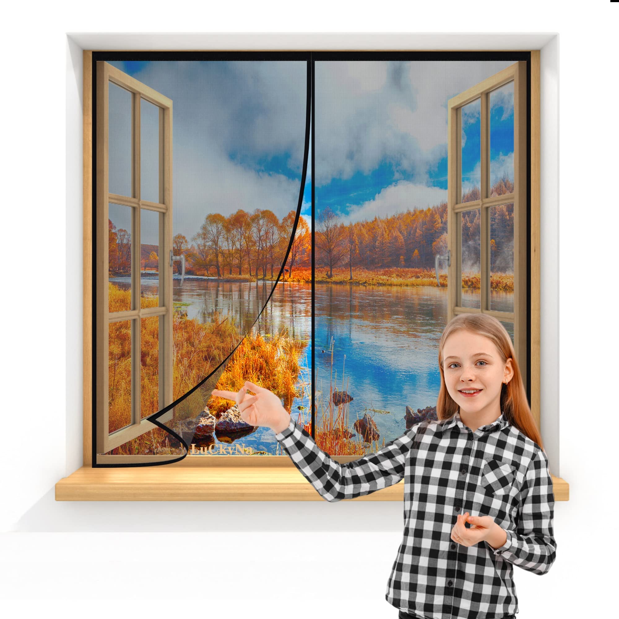 Moskitiery do przesuwanych drzwi tarasowych 300x300cm moskitiery do okien magnetyczne uszczelki od góry do dołu zatrzaski zamykają się automatycznie ochrona przed owadami drzwi bez luki Czarny
