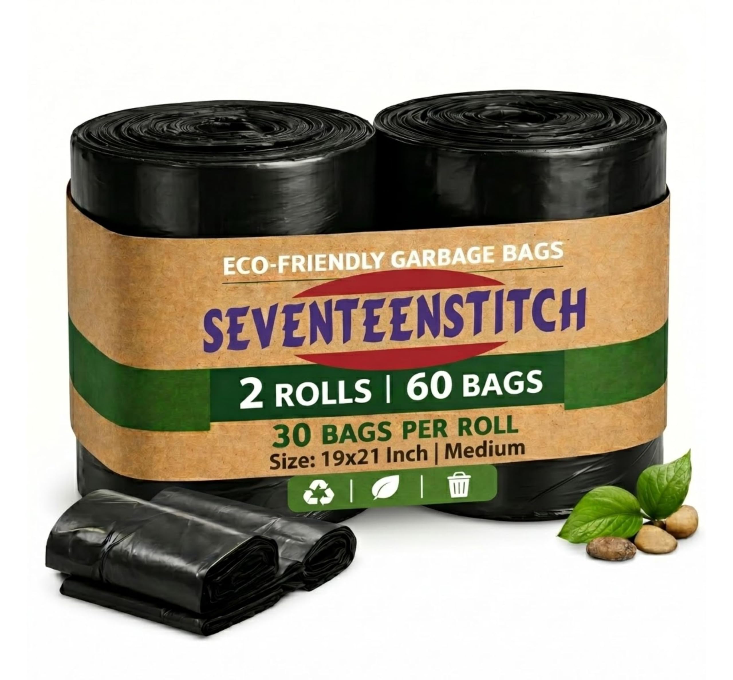 Medium Garbage Bags - 4 Roll Pack, Leak-Proof & Odorless -9 Medium Garbage Bags - 4 Roll Pack, Leak-Proof & Odorless -9