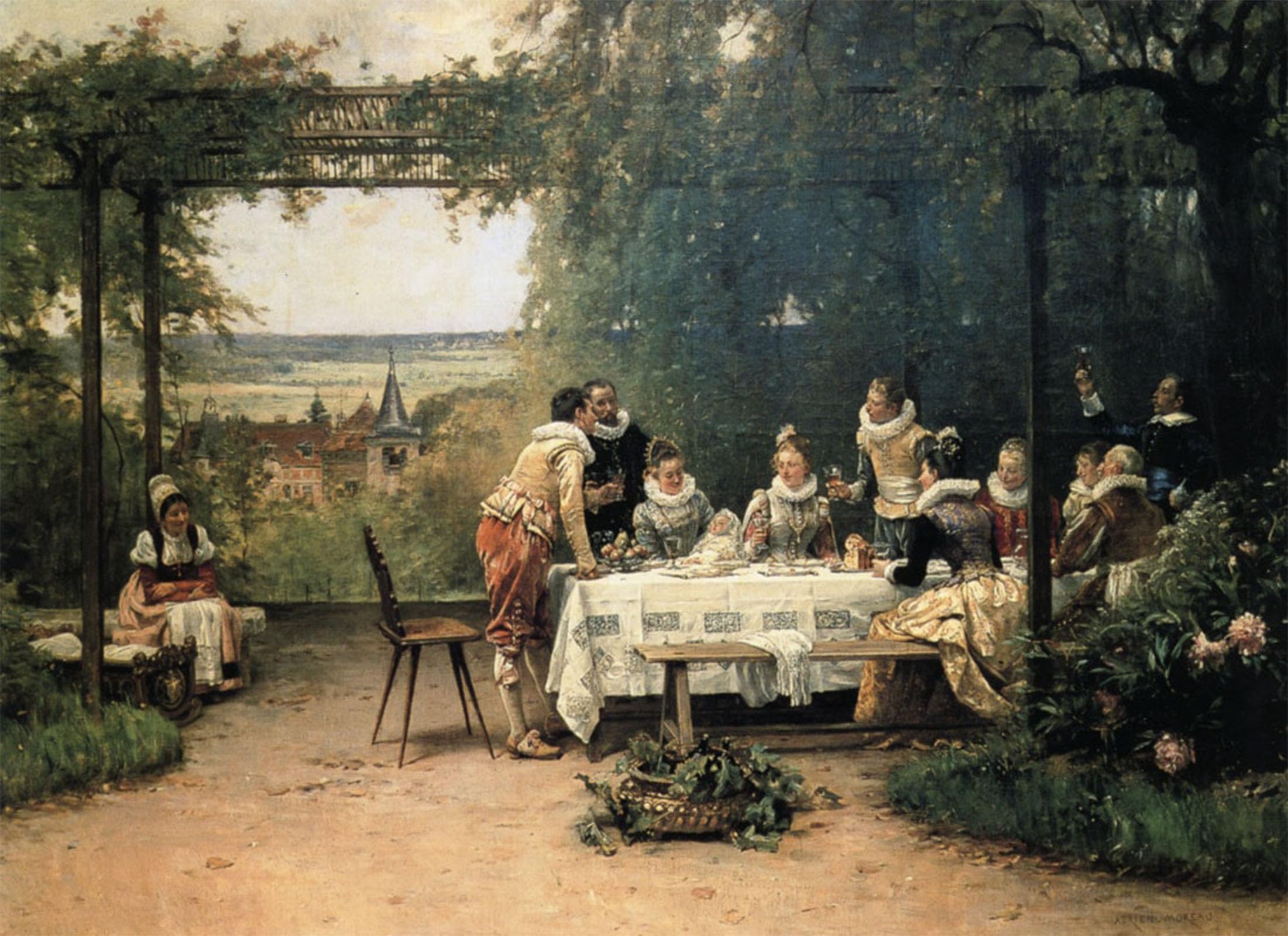SERENDIPITP Retro Picture Poster Wall Art Pictures Painting Toast to the Heir Presumptive by Adrien Moreau Wall Art Canvas Print for Wall Decor 60x90cm