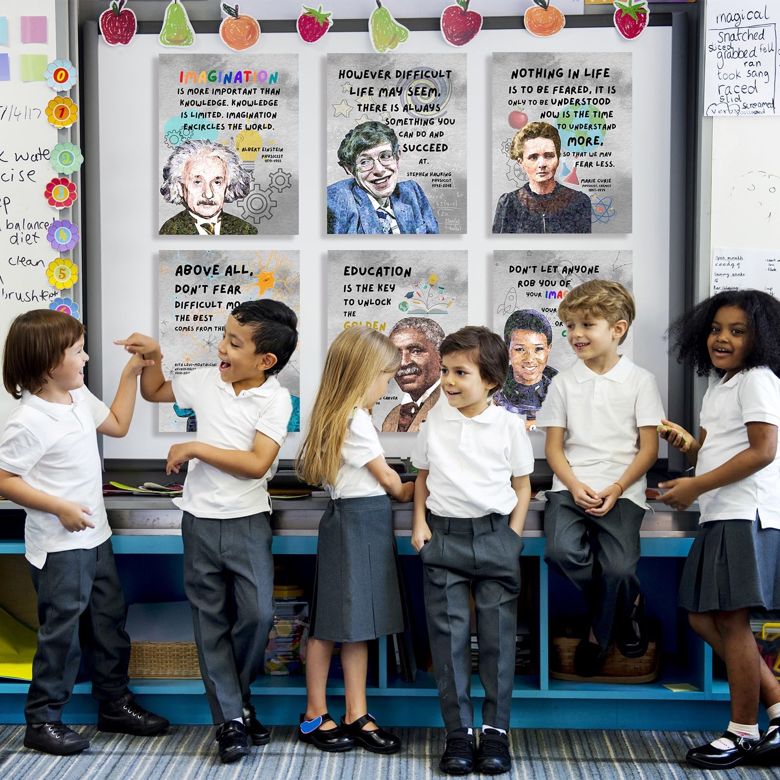 AUNMER Poster motivazionali da parete con famosi scienziati per la classe, un must have, poster motivazionali per scuola, ufficio, classe, bacheca