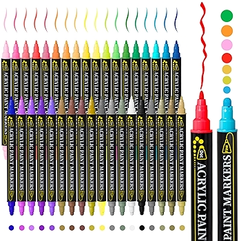 36色双头丙烯颜料笔，适用于石头、木材、画布、塑料、金属和石材的DIY艺术创作