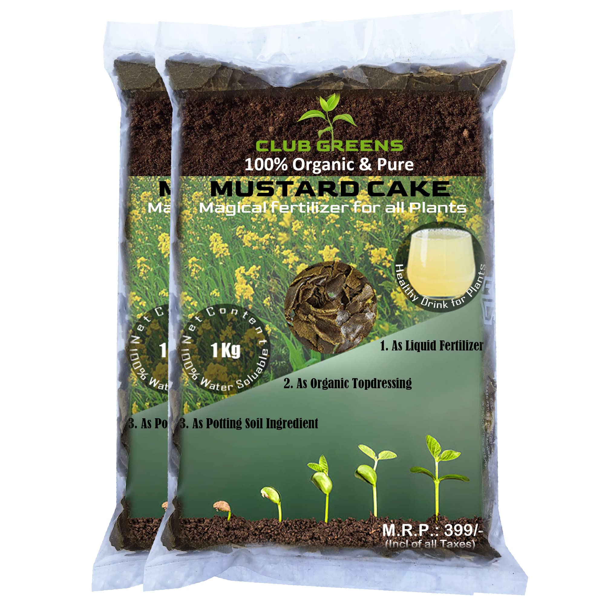 CLUB GREENS Organic Mustard Cake Fertilizer for All Type of Plants (2 KG)-image-0