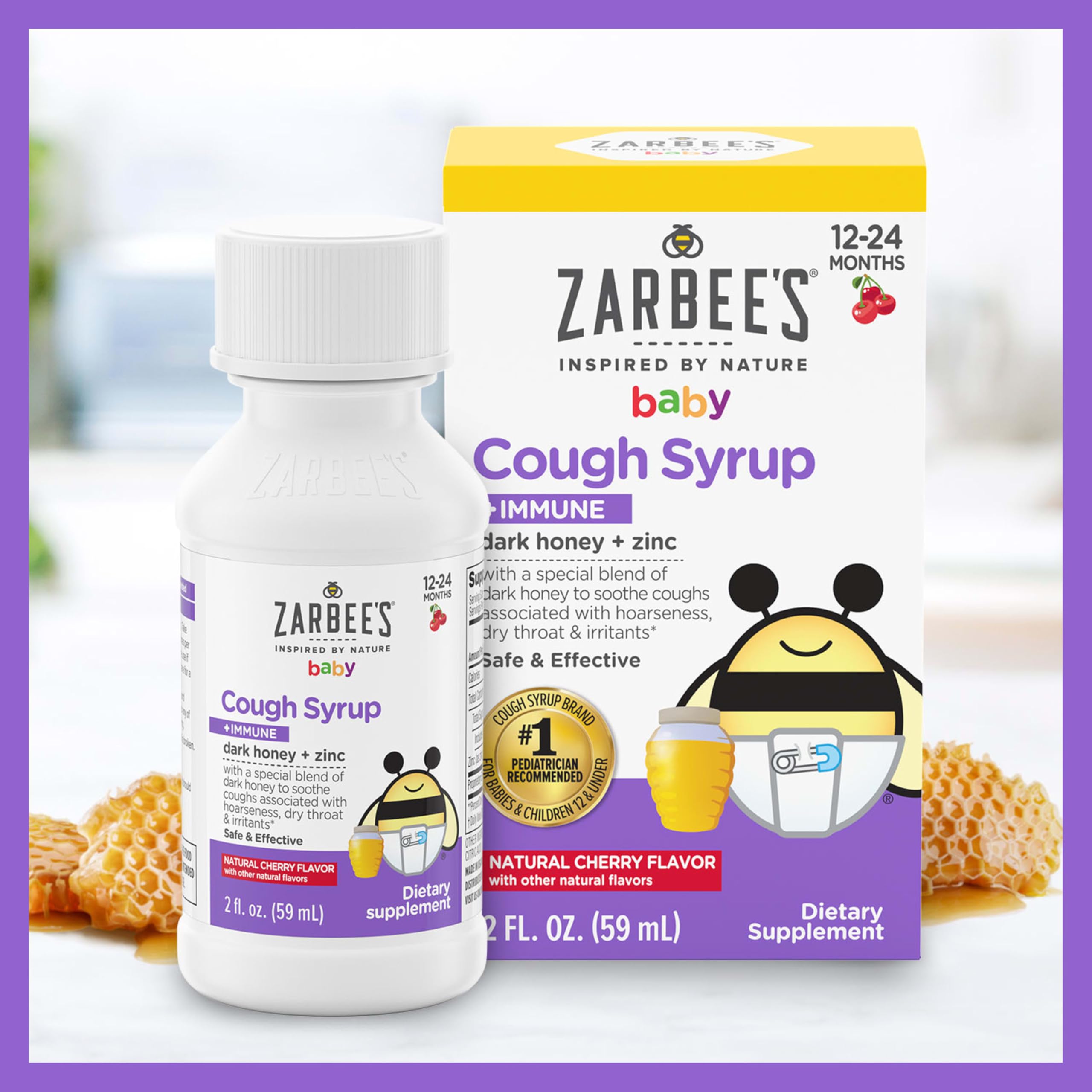 Amazon Zarbee s Baby Cough Syrup Immune Drug Alcohol Free Toddler Cough Relief with Dark Honey Zinc Natural Cherry Flavor 2Fl Oz Health Household