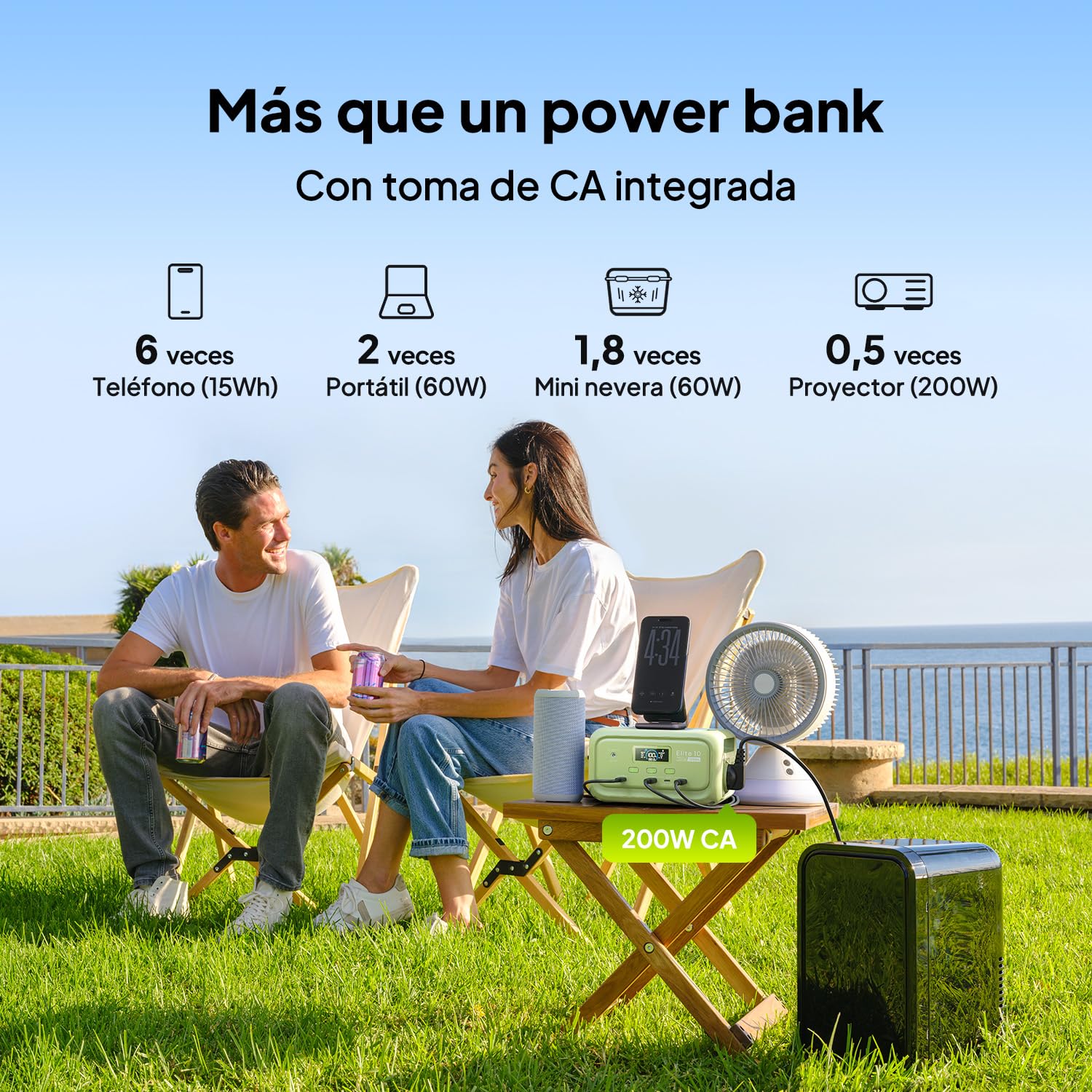 BLUETTI Elite 10 Mini Estación de Energía Portátil, Batería LiFePO₄ de 128Wh con Salida CA de 200W, Respaldo UPS de 10 ms, Generador Solar de Carga Rápida para Camping, Viajes y Emergencias （Verde）