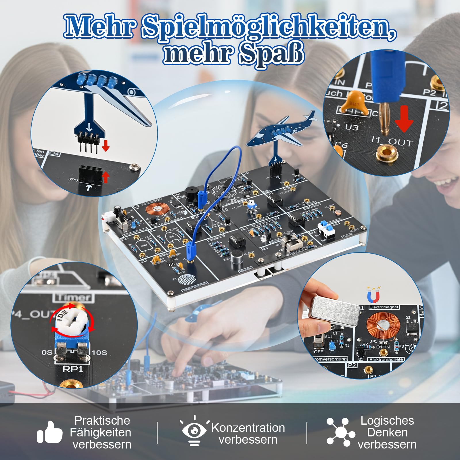 PEMENOL Kit de soudure électronique avec ventilateur et lampe LED multifonction pour adultes et débutants, cadeau créatif