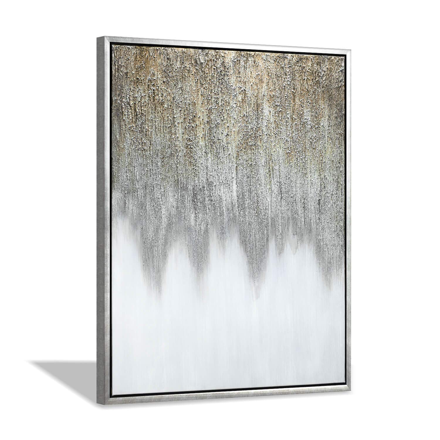 Hand Painted Abstract Wall Art Gray Embellished HandPainted Textured Painting Framed Art for