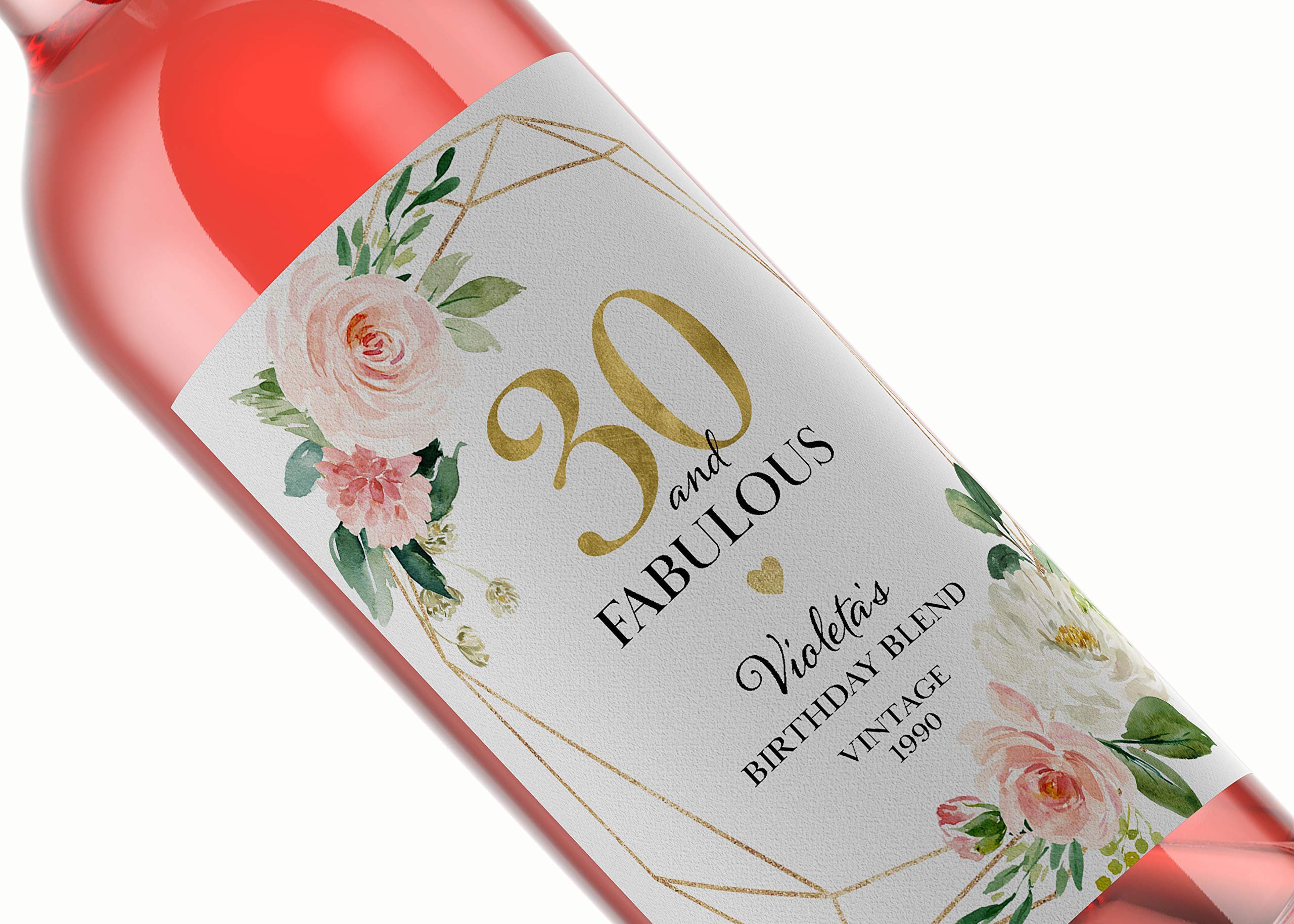 MILESTONE Birthday Wine Label, 30TH Birthday Birthday Gift 40TH CUSTOM Personalized Birthday Label 30 and Fabulous 50th 60th, 50 60 70 80 Vintage Gift Alternative to Birthday Card WATERPROOF A625-FAB1