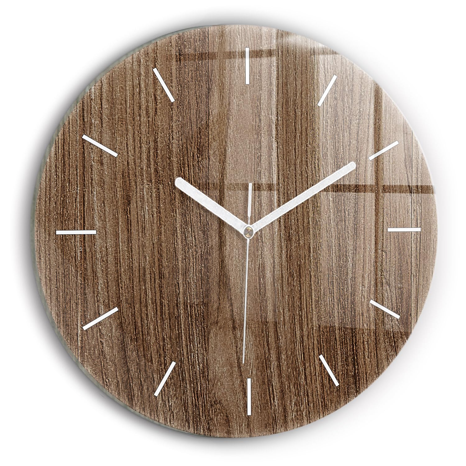 Horloge en verre pour salon silencieuse et design bois Wallfluent