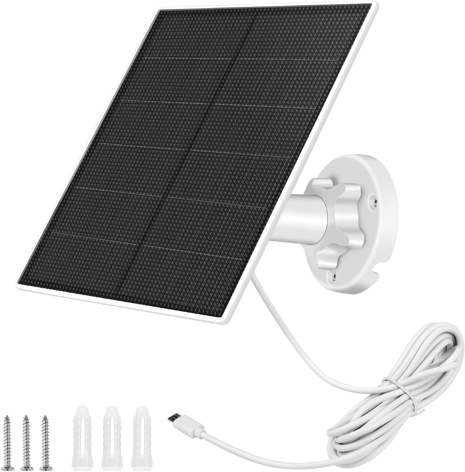 Solar Panel Charger For Security Cameras,5W Usb Dc 5V Camera,Micro & Usb-C Port Panel,Ip65 Waterproof, 360° Adjustable Mounting
