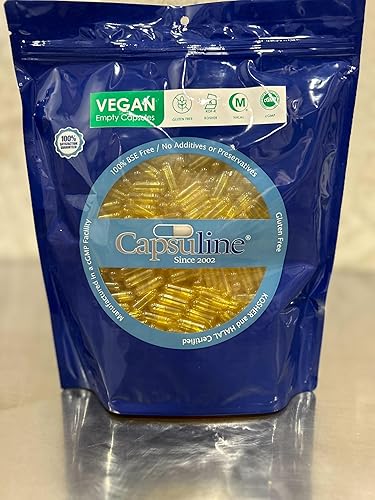 Miniatura 7 de Capsuline Cápsulas veganas vacías de tamaño 00 de color cártamo amarilloamarillo  1000 unidades  Cápsulas de píldoras vacías vegetarianas  Llenado