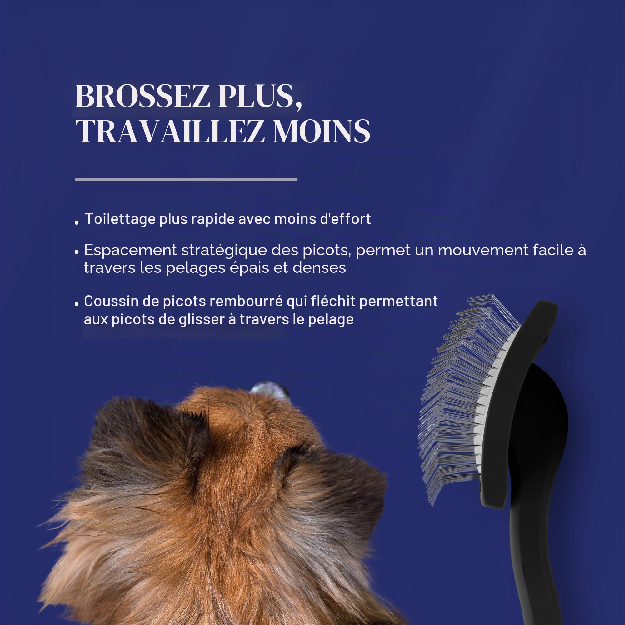 Chris Christensen Baby K Brosse démêlante pour chien Groom Like a Professional Style pelucheux Économie d'énergie Noir Taille S