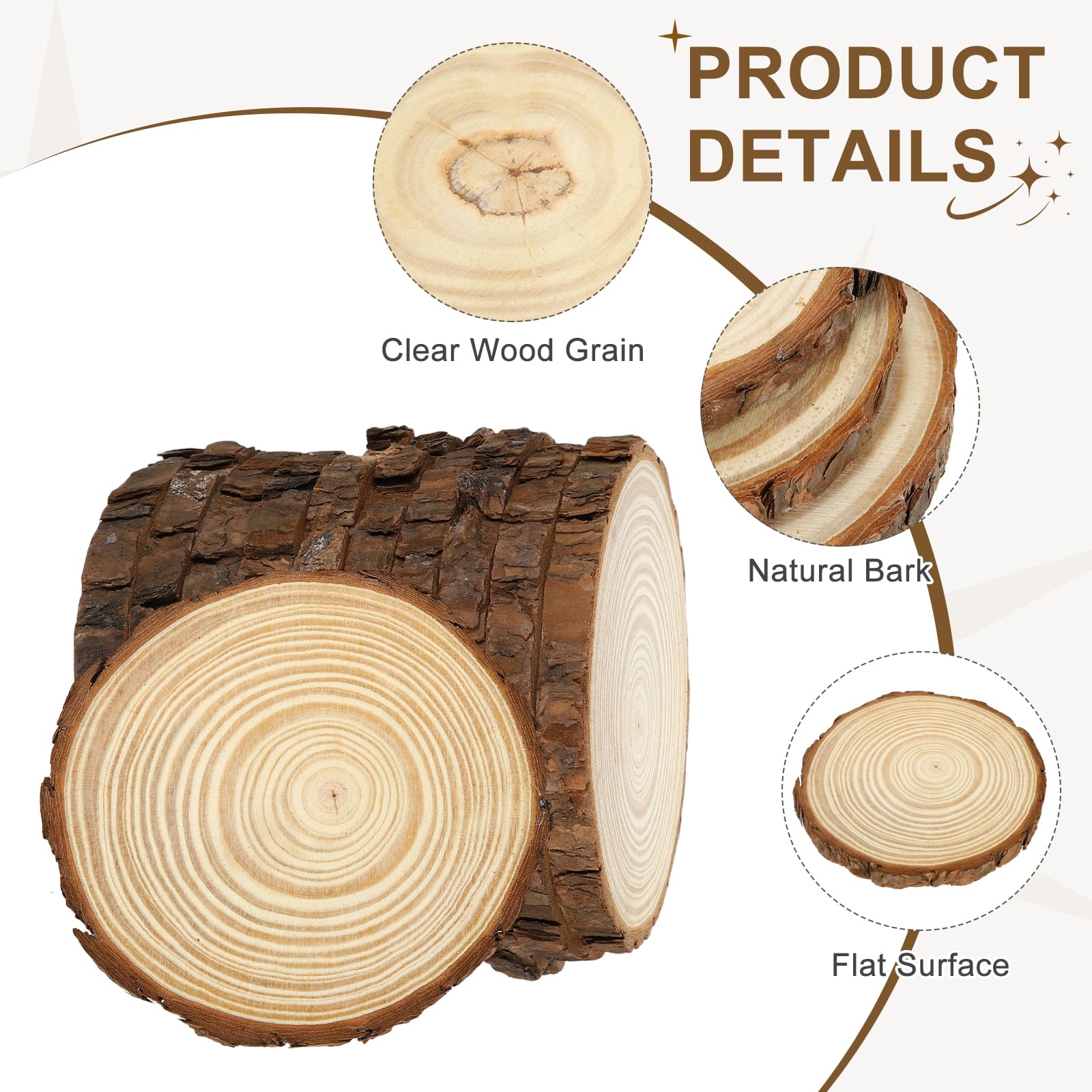 10 Stück Unbehandelte Holzscheiben - 15-16cm Natürliche Holzkreise Scheiben Mit Baumrinde Runde Holzuntersetzer [Für DIY Basteln Tischdekoration Weihnachtsschmuck Deko]