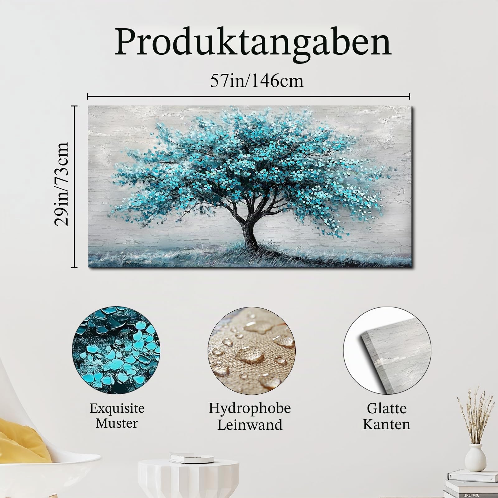 SERIMINO Natürliche Wandbilder Baum des Lebens Leinwand Bilder 73x146 cm | Lebensbaum Wanddeko, Hd Druck, Massivholzrahmen, Feine Leinwand, Diverse Größen, Einfache Montage, Geschenk