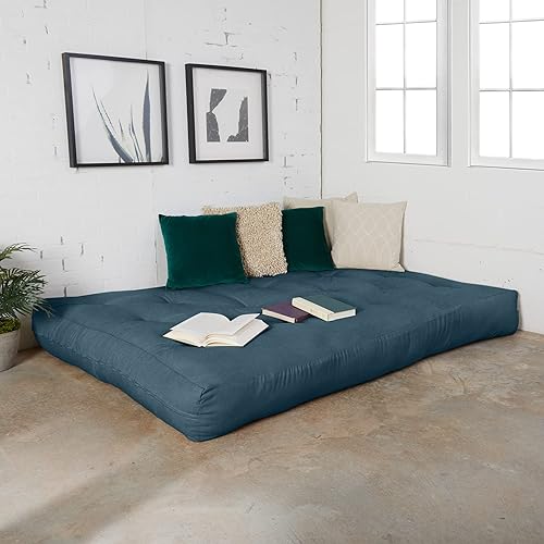 Miniatura 268 de Poly Solid - Colchón de futón completo, 8 pulgadas, color azul polvoriento Negro -,Azul,rosado (Blush Pink),Borgoña,Burnt orange,2-Burnt