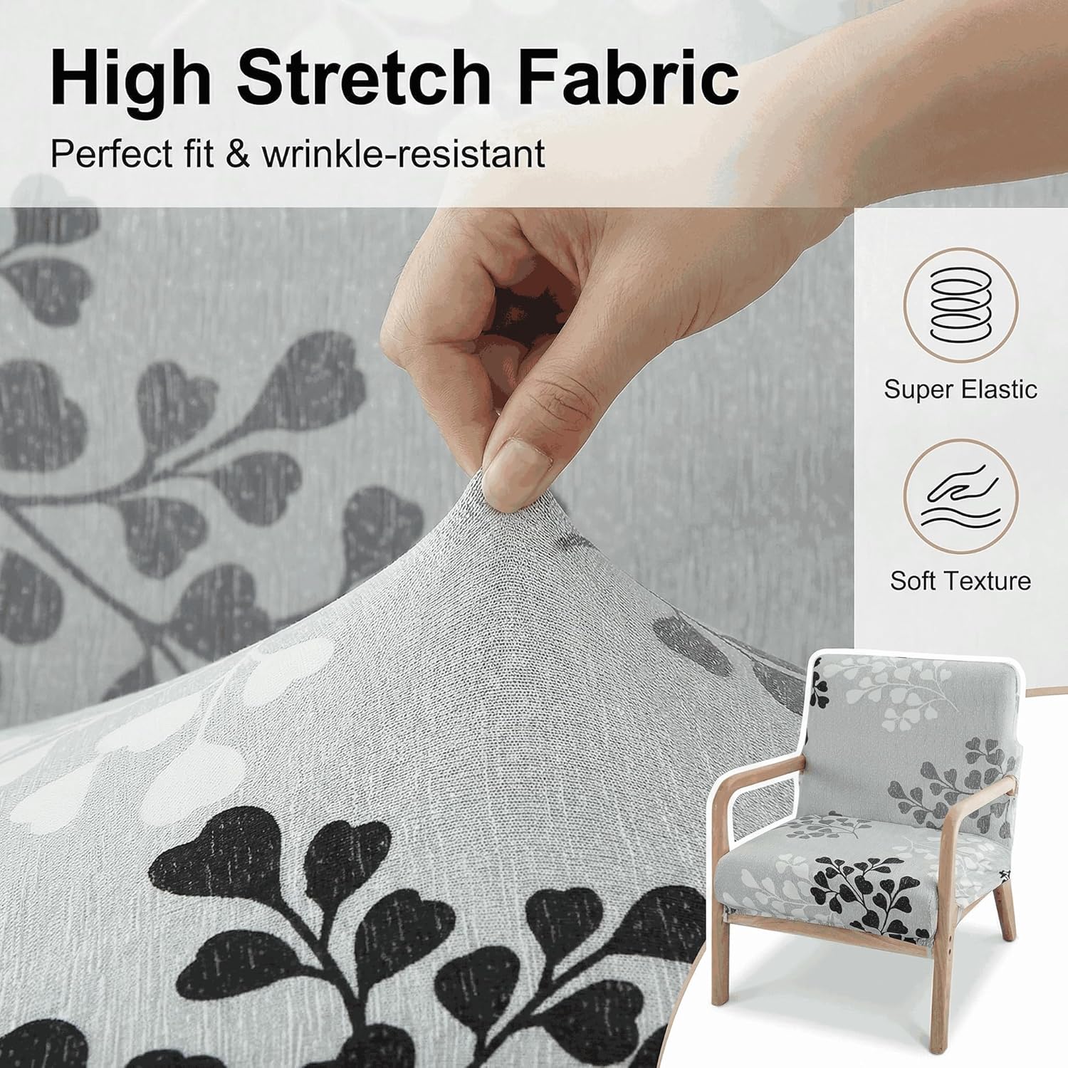Deisy Dee Printed Mid-Century Modern Chair Cover, Stretch Reading Armchair Covers, Upholstered Living Room Chair Covers (JJ)