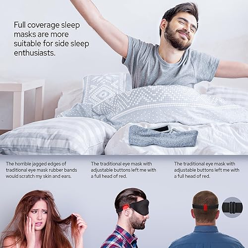 Miniatura 5 de Antifaz de algodón para dormir para hombres y mujeres, 100% bloqueo ligero máscara para dormir de lado, suave cero presión, máscaras opacas para