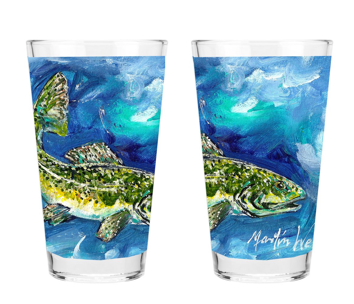 Caroline's Treasures MW1181PINT Trout Fish 16 ounce Mixing Glass Pint Glass for Beer, Margaritas, Sodas and More, Restaurant Quality Glassware